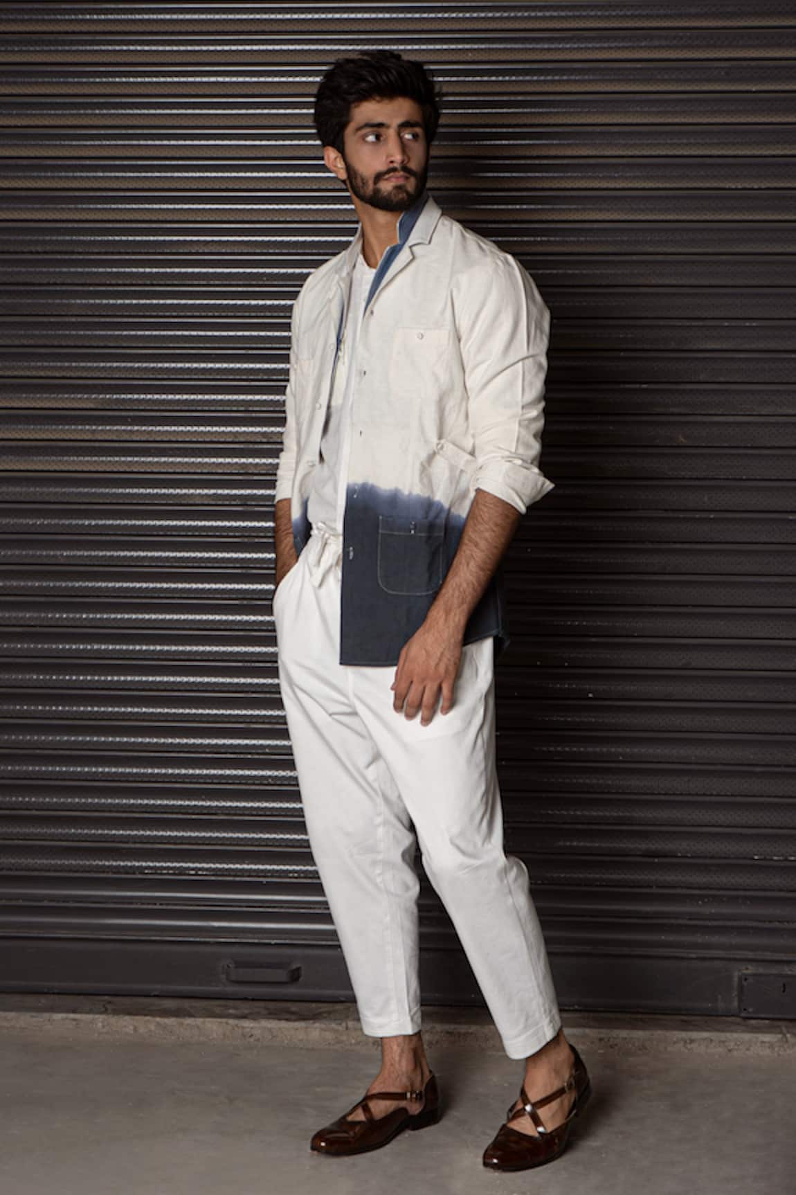 Jatin Malik Cotton Linen Ombre Overshirt
