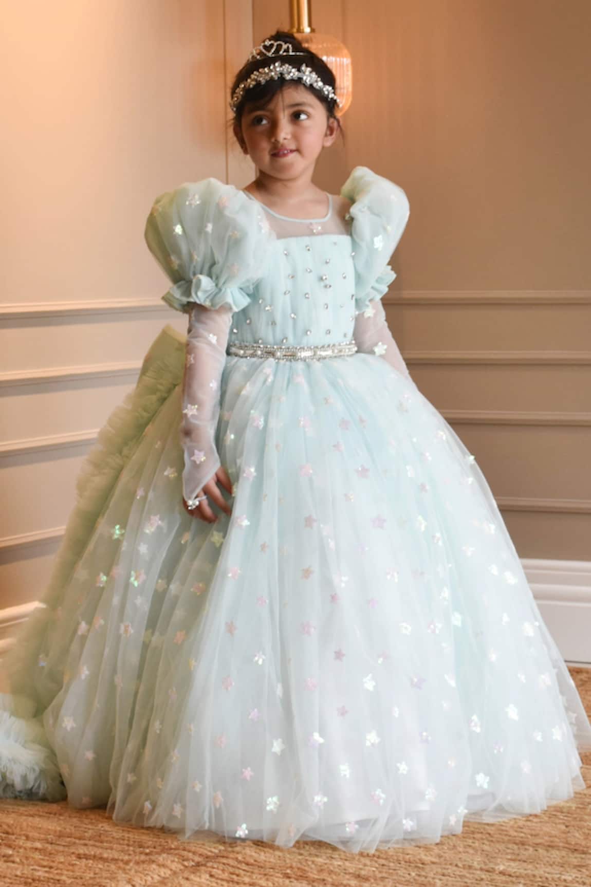 FAYON KIDS Star Embellished Ball Gown