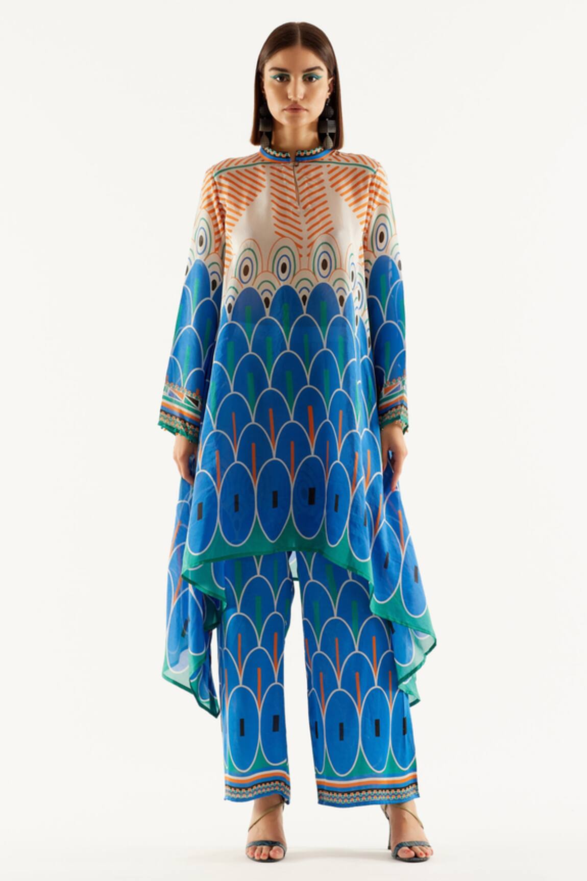 Rajdeep Ranawat Navya Silk Draped Tunic & Pant Set