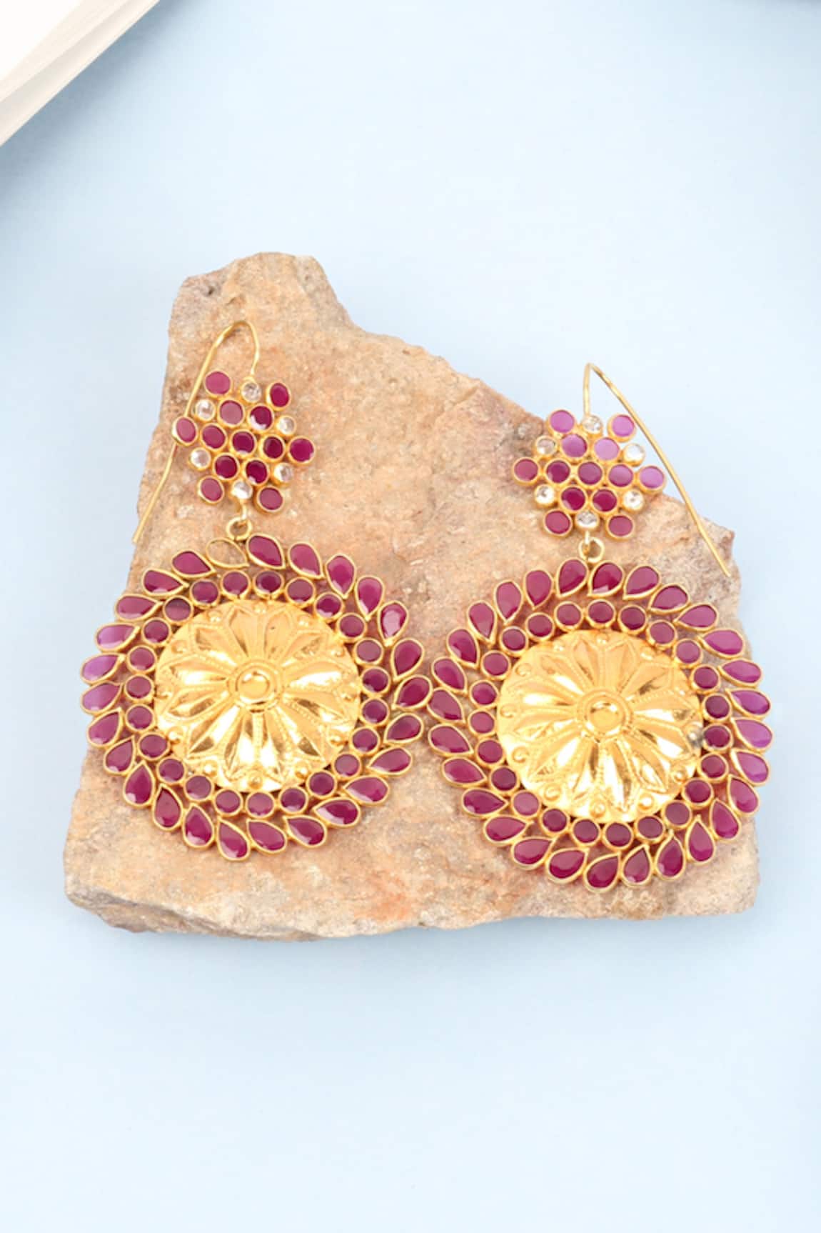 Sangeeta Boochra Handcrafted Floral Carved Earrings