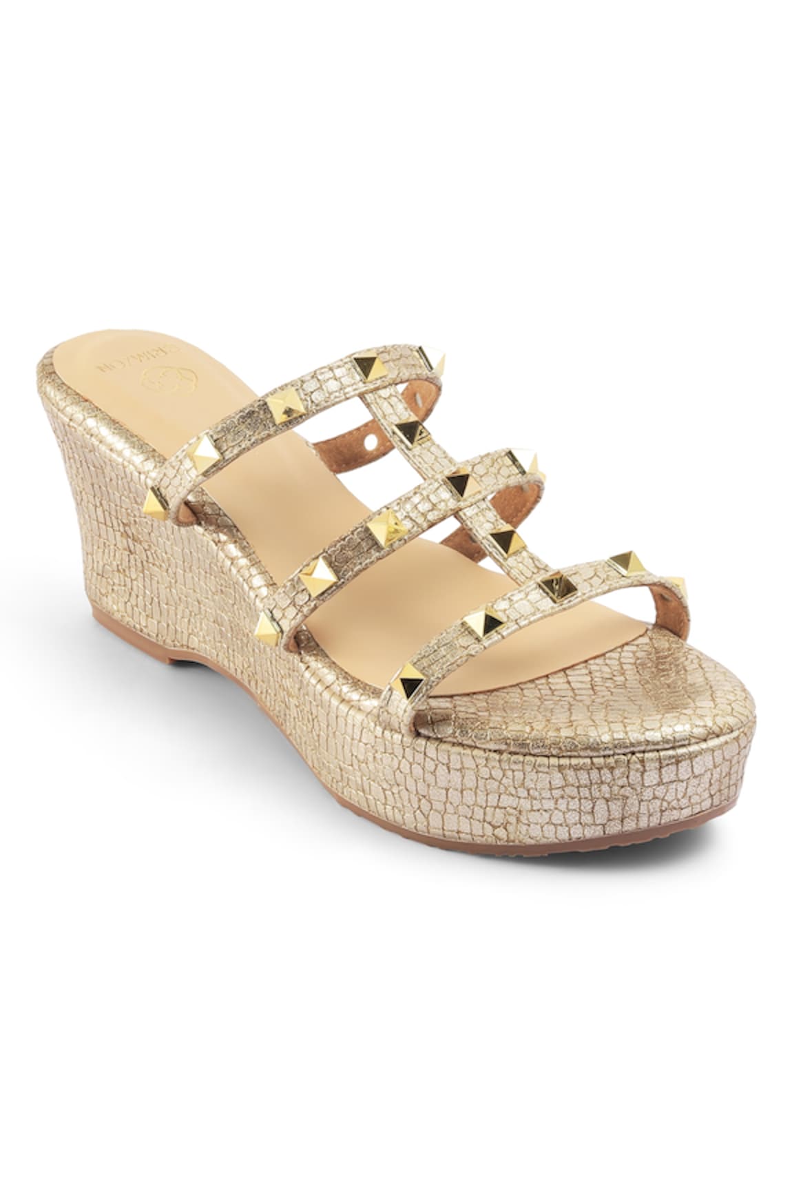 Crimzon Drama Multi Strap Studded Wedges