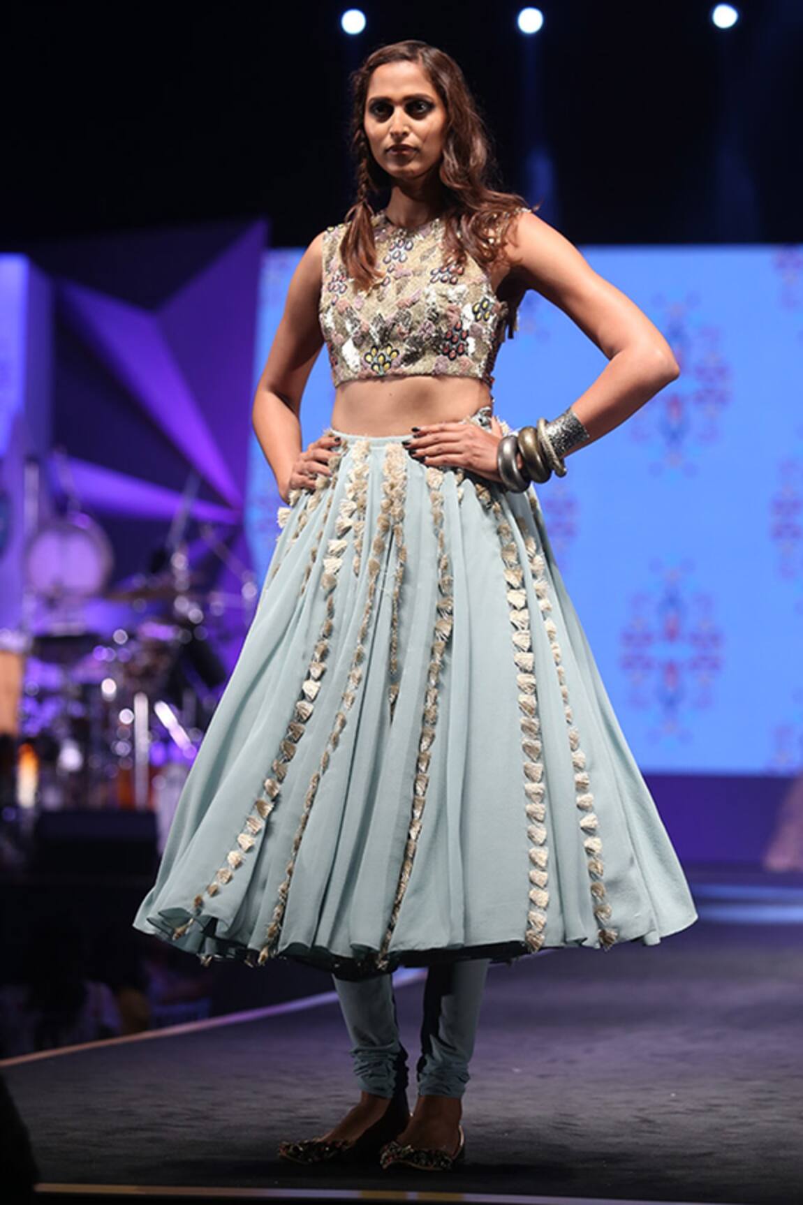 Payal Singhal Meriha Embroidered Blouse & Churidar Lehenga Set