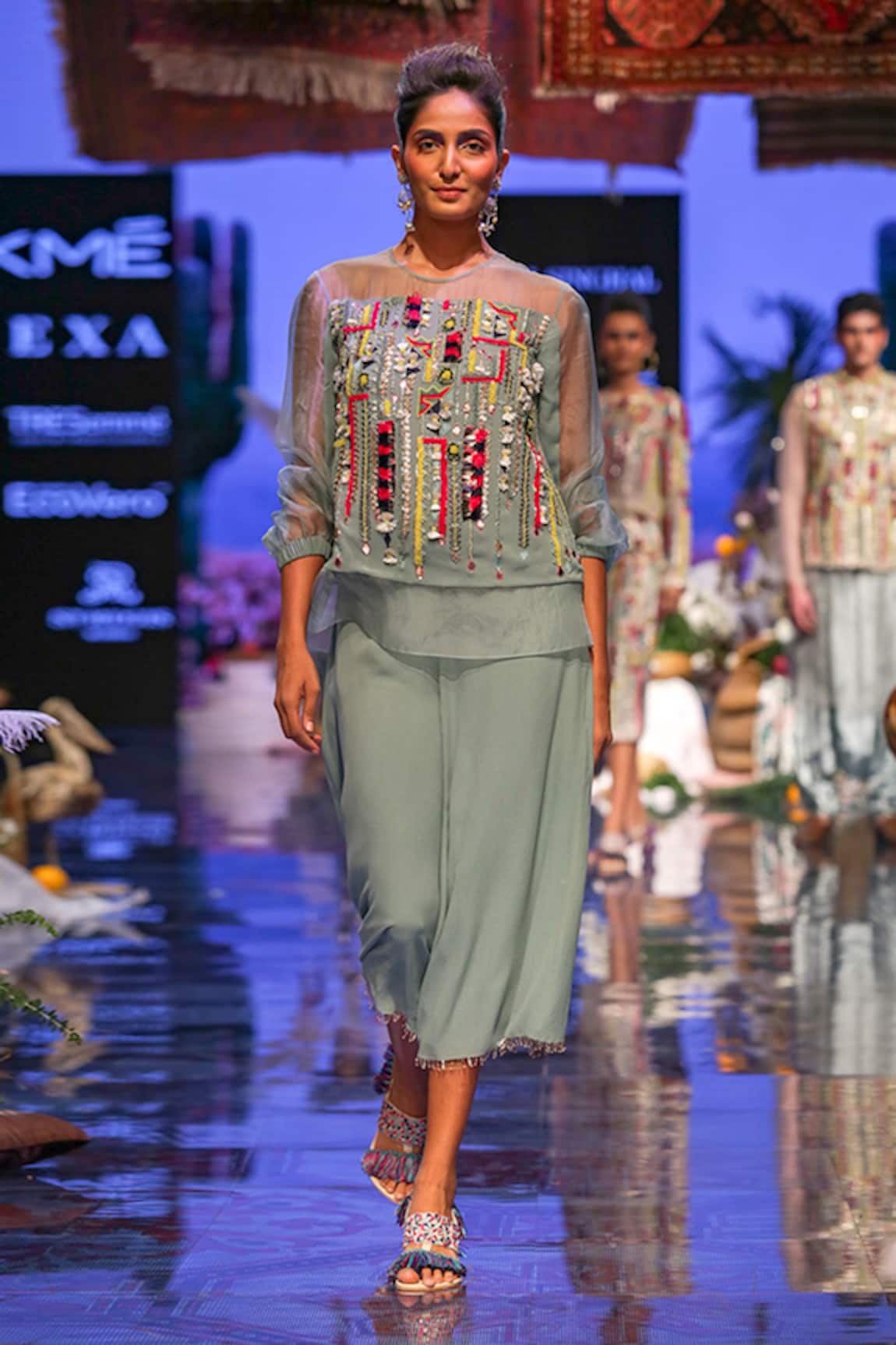 Payal Singhal Julia Organza Top & Culottes Pant Set 