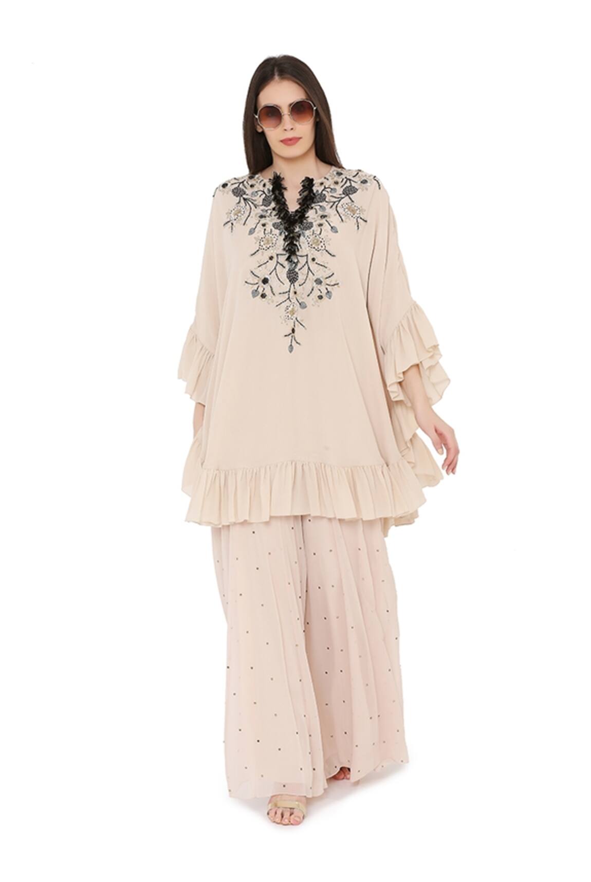 Payal Singhal Embroidered Yoke Kurta & Sharara Set 