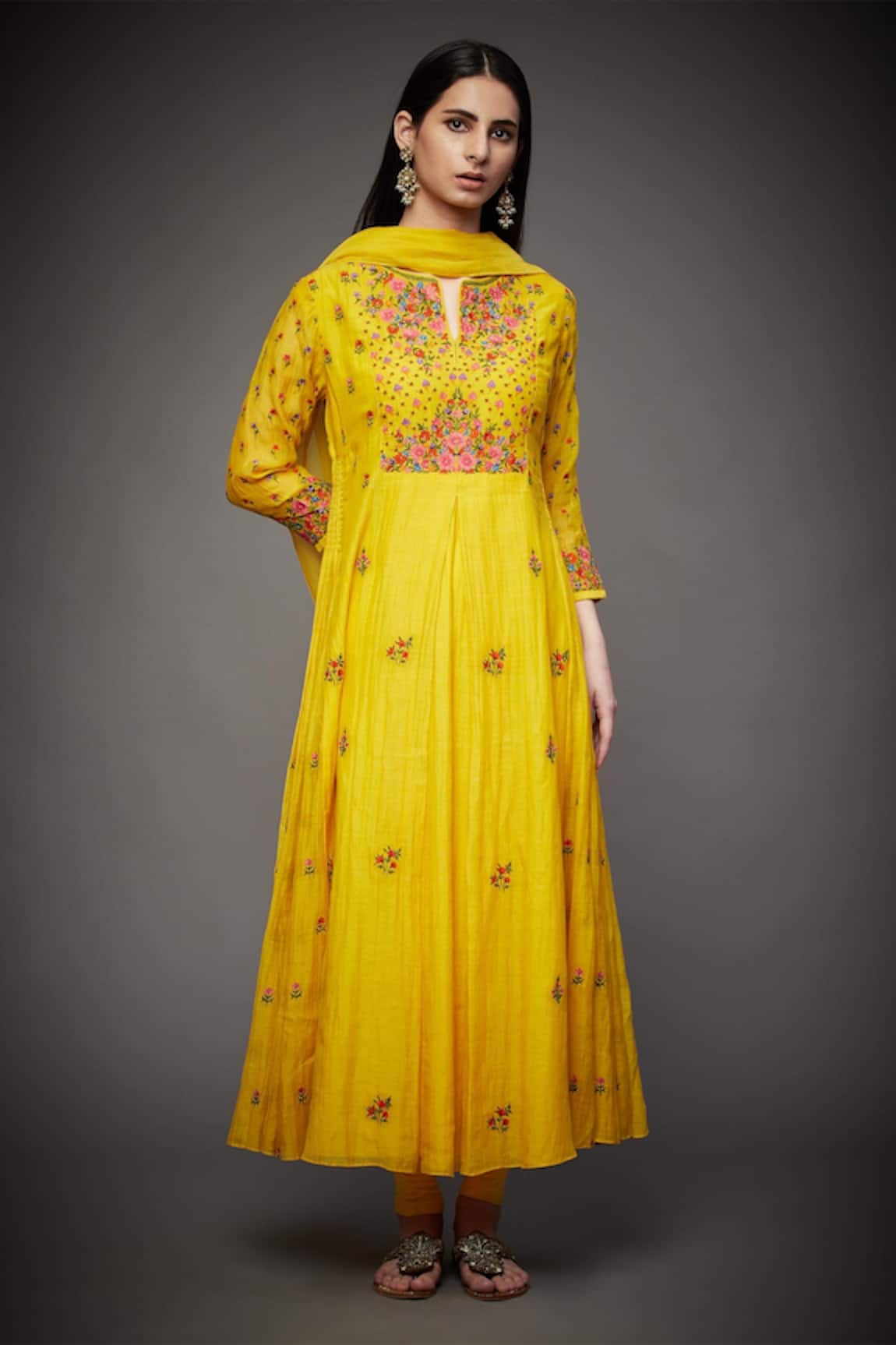 RI.Ritu Kumar Silk Chanderi Anarkali Set