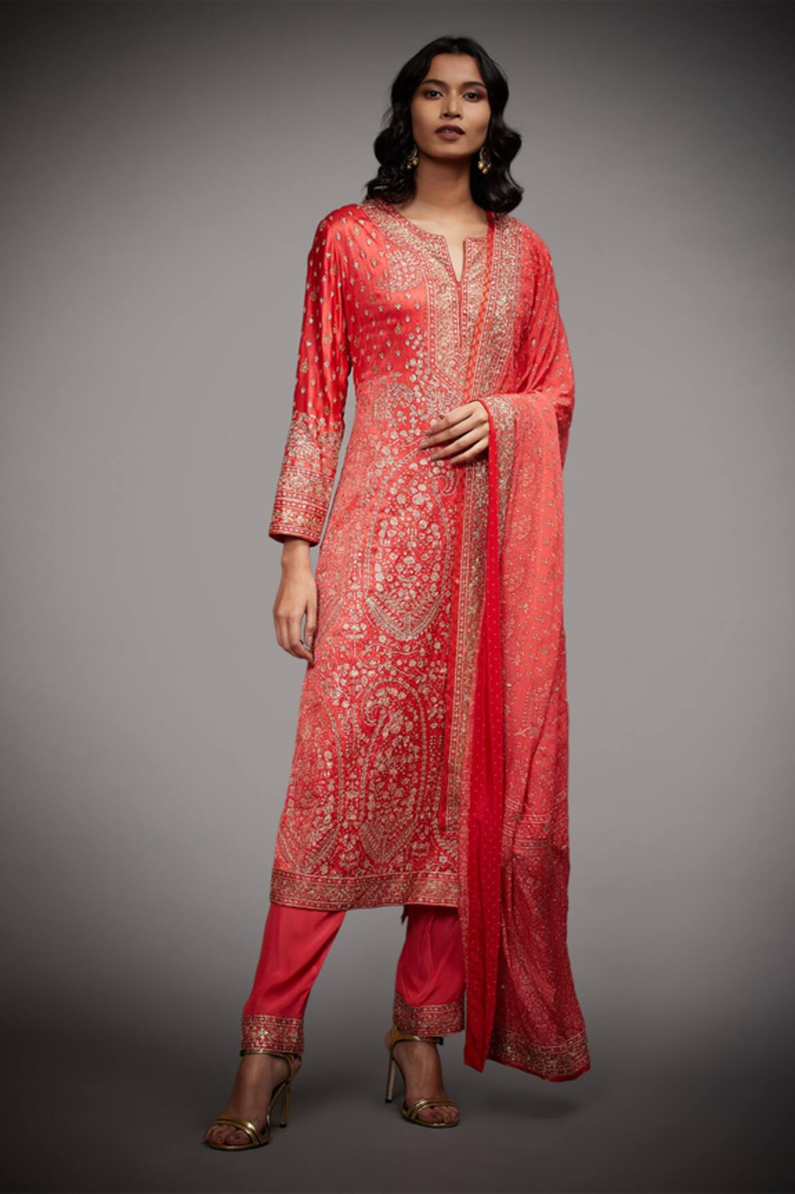 RI.Ritu Kumar Aari Embroidered Kurta Pant Set