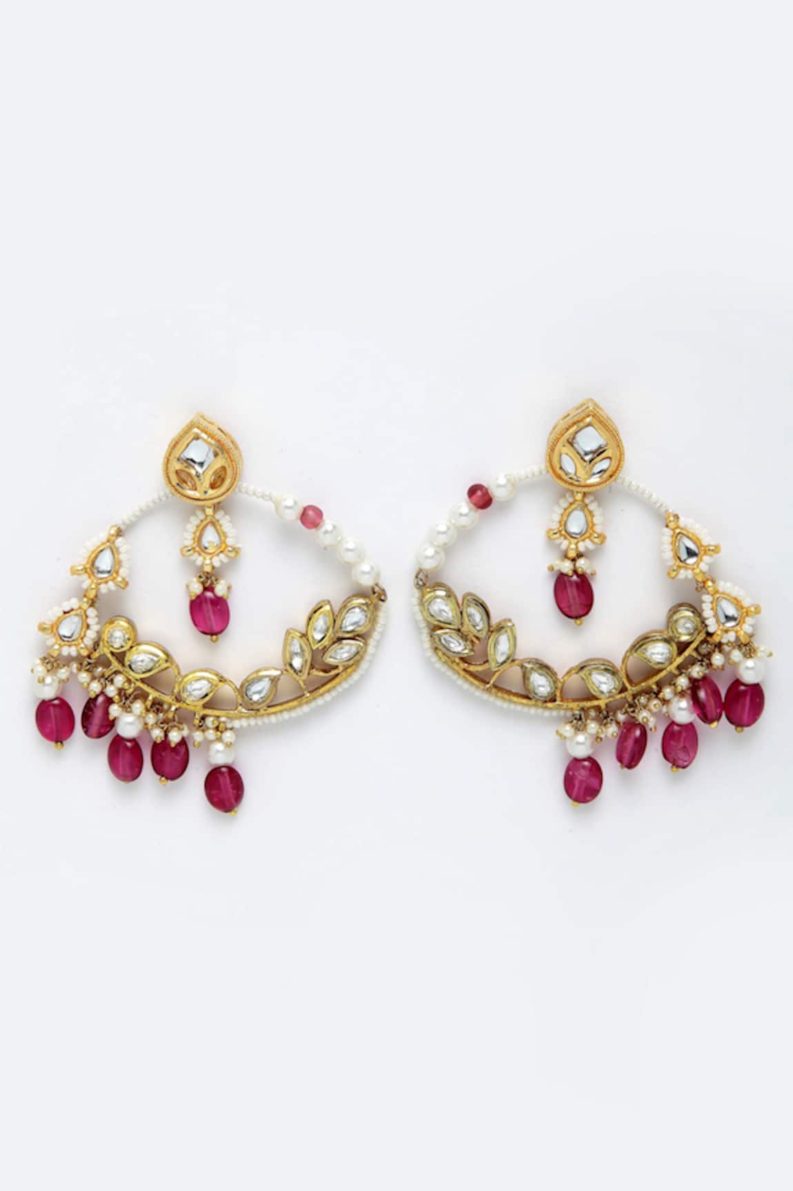 Dugran By Dugristyle Gold Kundan Studded Hoop Earrings 