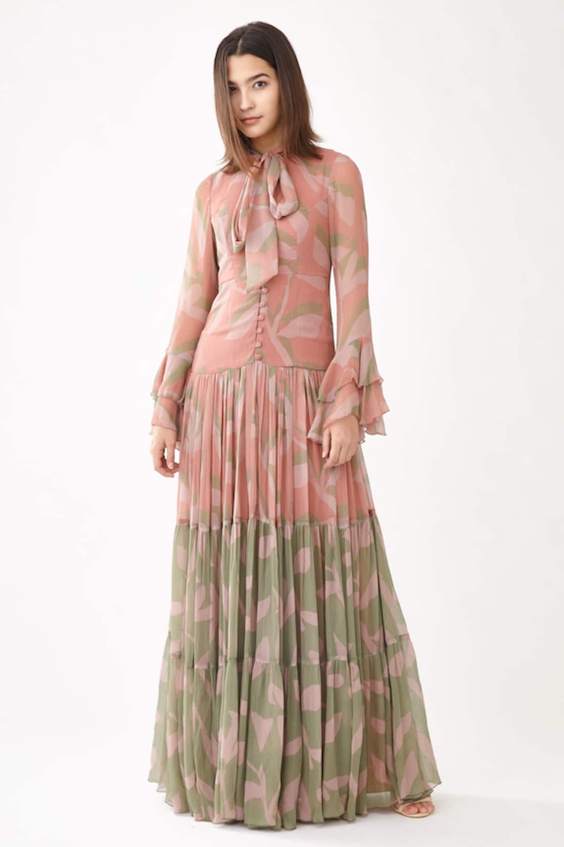 Koai Floral Print Tiered Dress