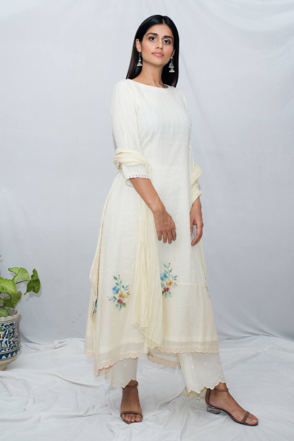 Ewaz Cotton Embroidered Kurta Set