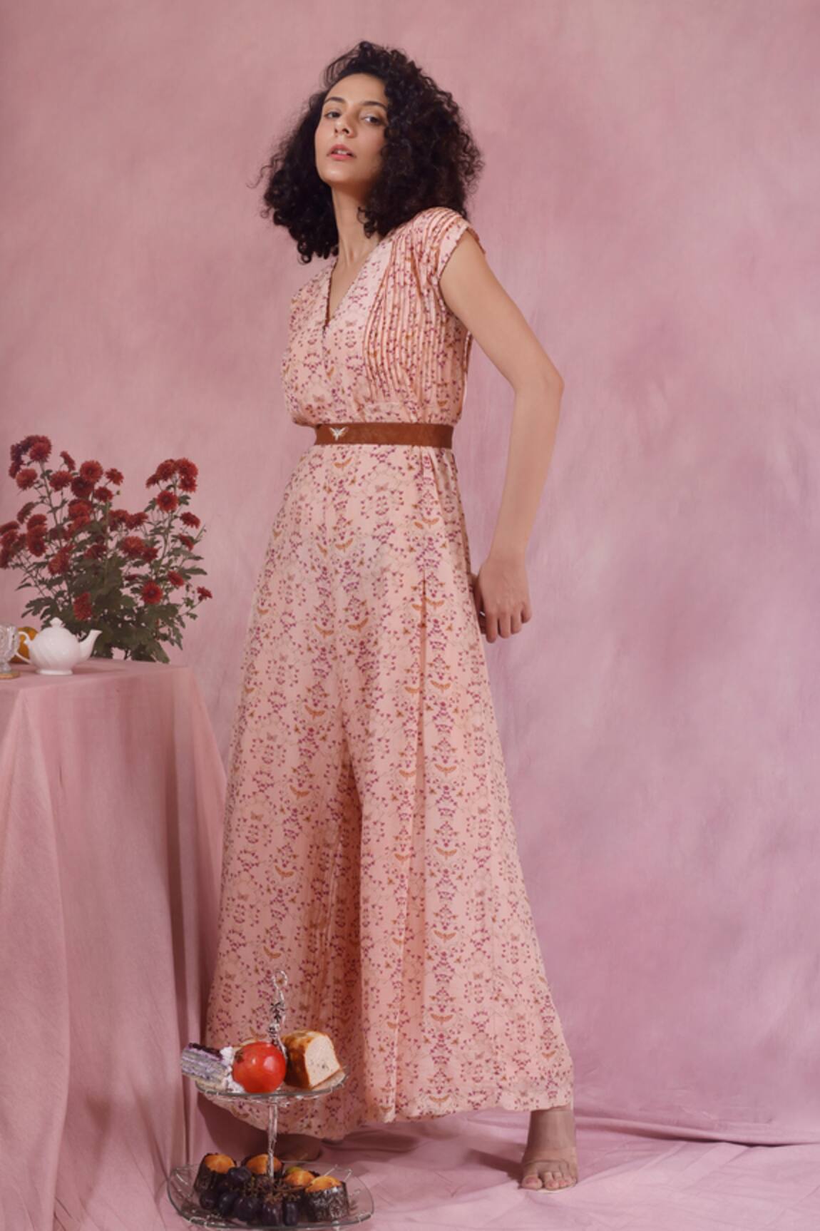 Chokhi Chorri Floral Print Jumpsuit With Belt 