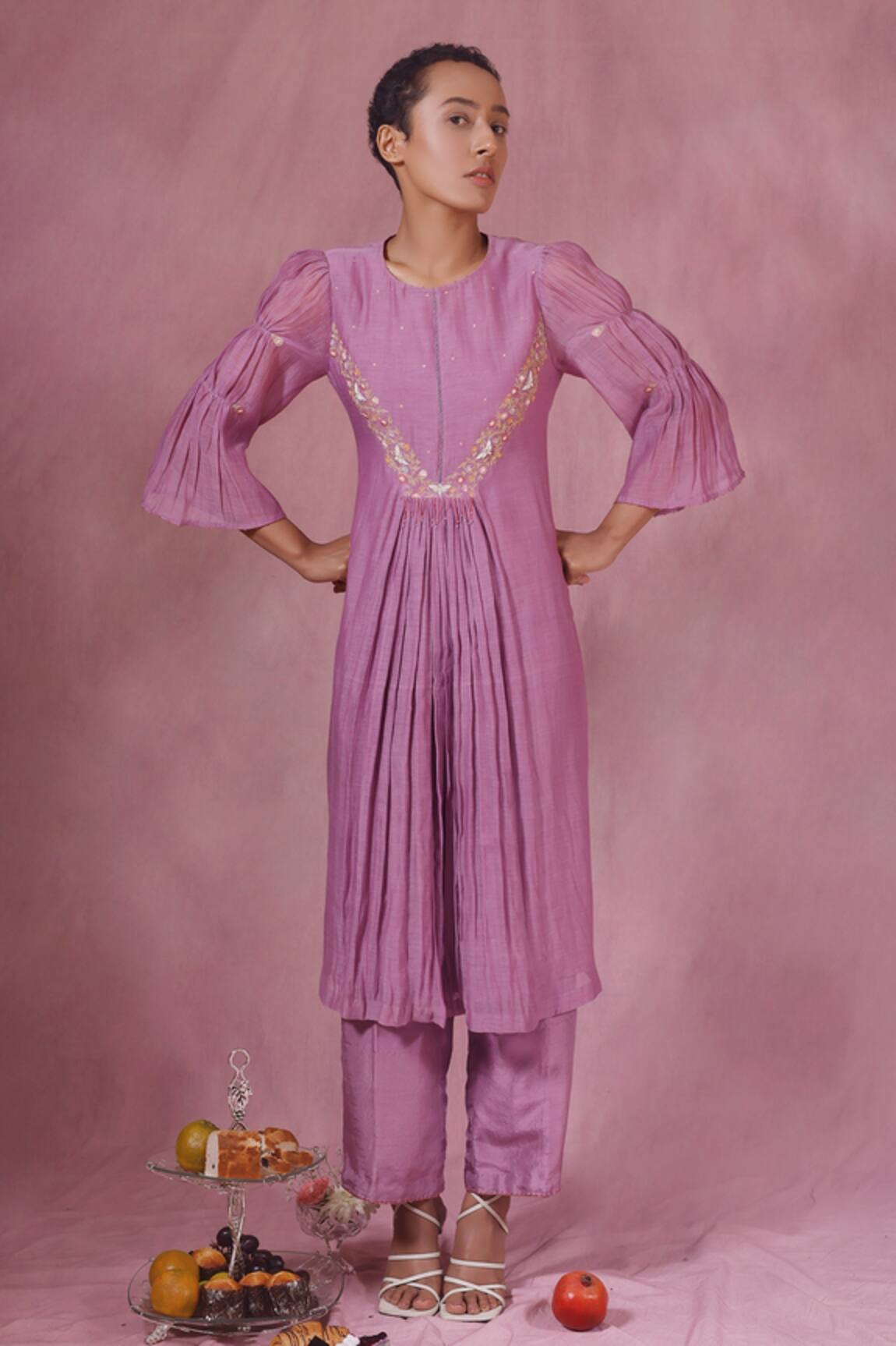 Chokhi Chorri Embroidered Gathered Kurta & Pant Set 