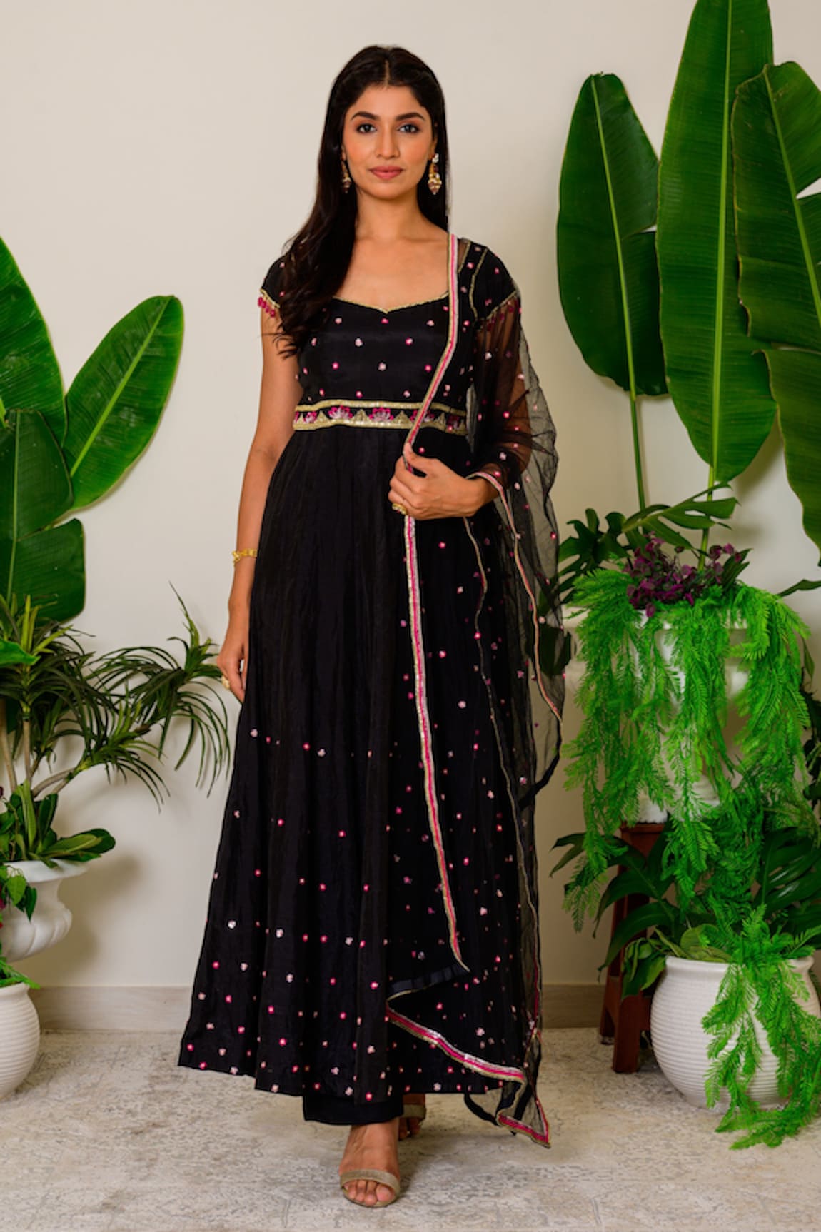 Label Kritika Kataria Silk Embroidered Anarkali Set