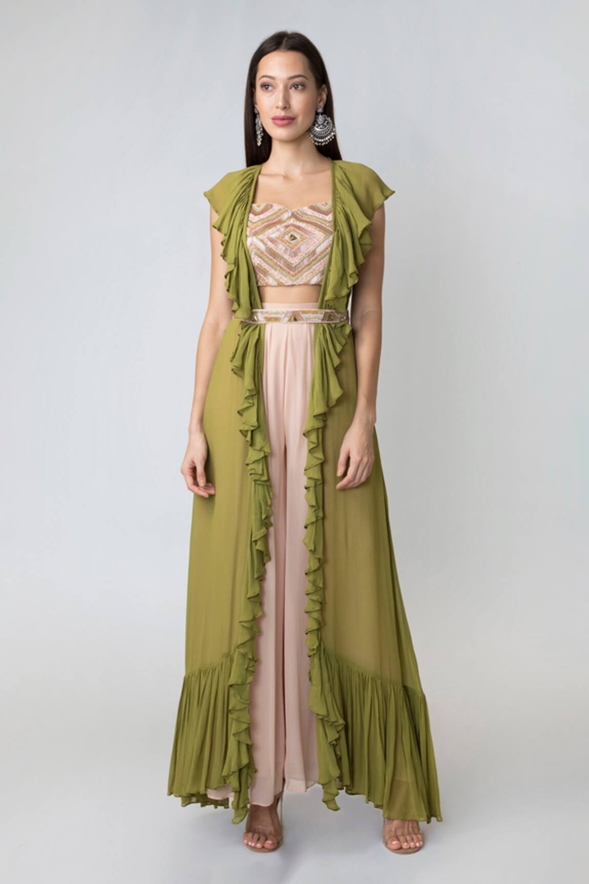 Richa Jaisinghani Label Ruffle Jacket Palazzo Set