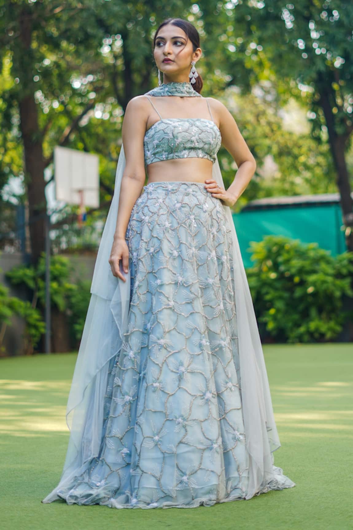 Richa Jaisinghani Label Bead Embroidered Lehenga Set