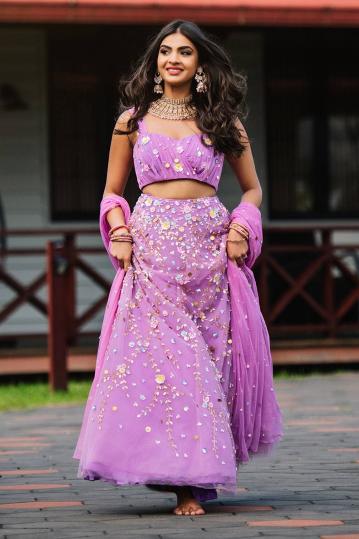 Richa Jaisinghani Label Floral Applique Lehenga Set