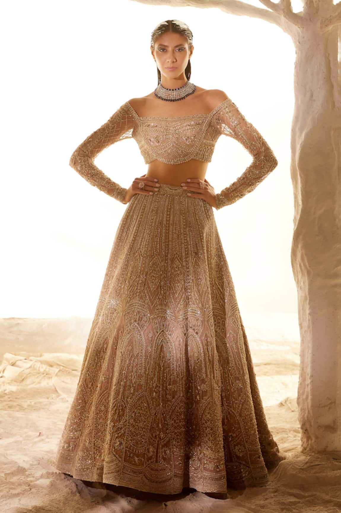 Adaara Couture Moor Arch Embroidered Bridal Lehenga Set 