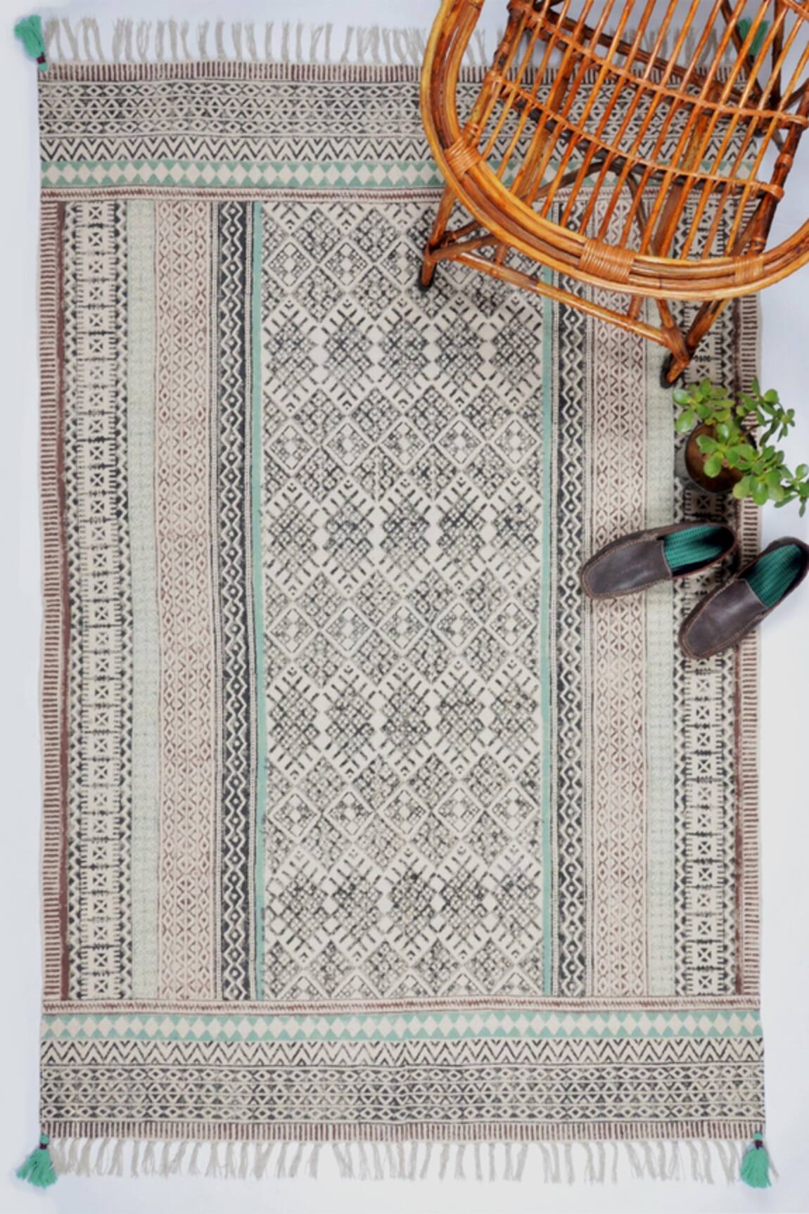 ORNA Cotton Hand Block Printed Rug