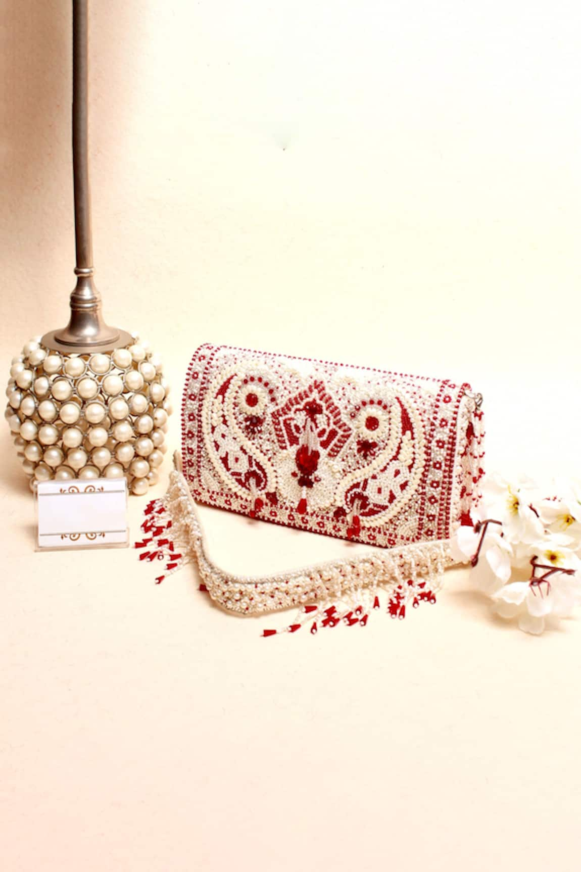 Kainiche by Mehak Lumiere Embellished Clutch With Strap