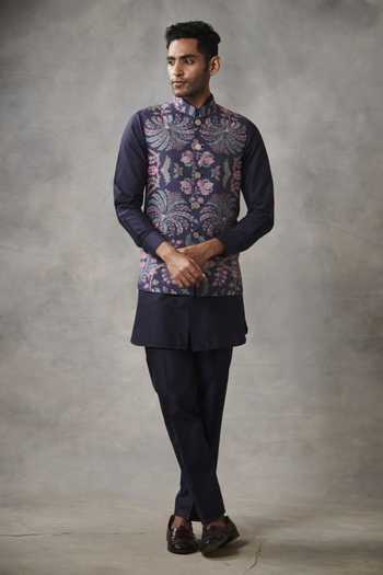 Gargee Designers Chanderi Silk Bundi & Kurta Set 