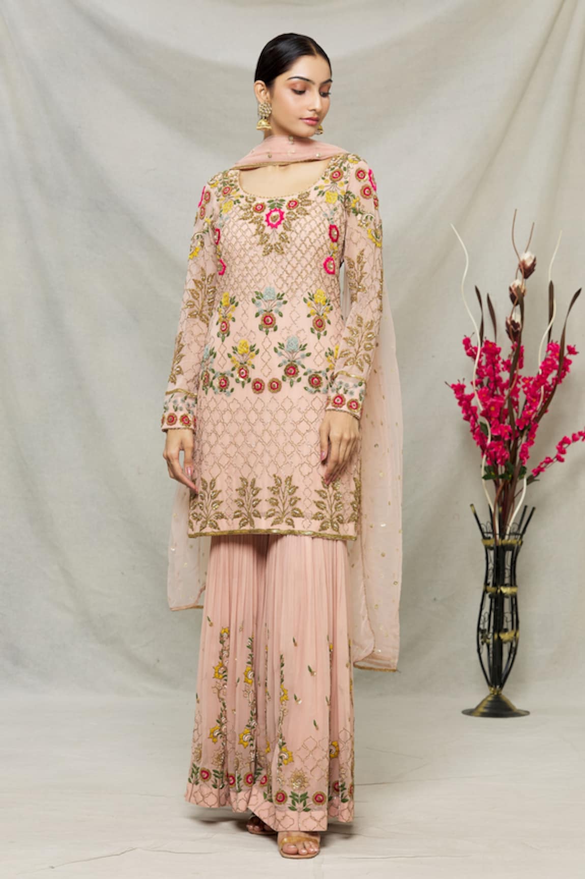 Abhi Singh Jaal Embroidered Kurta Gharara Set