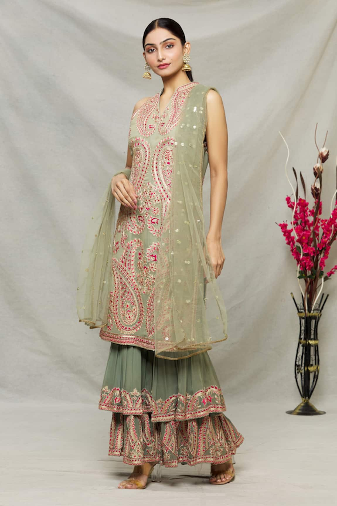 Abhi Singh Embroidered Kurta Gharara Set