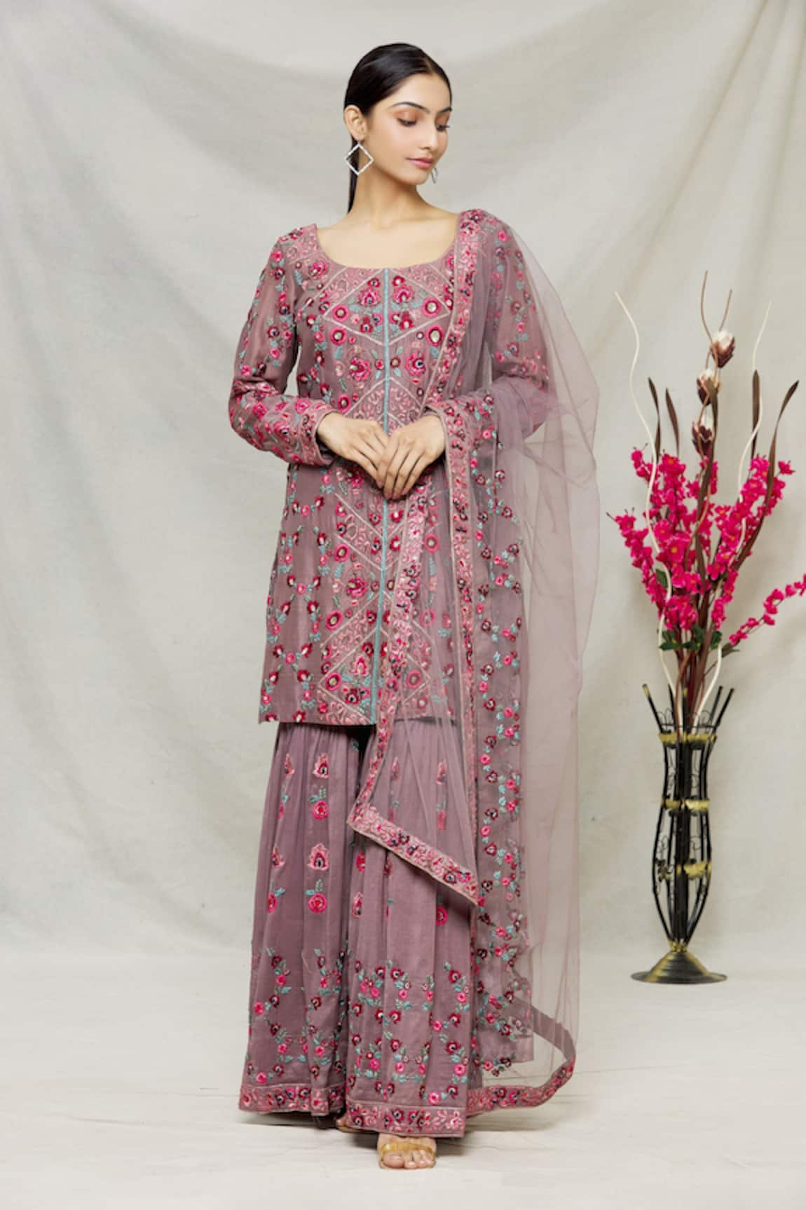 Abhi Singh Zardozi Embroidered Kurta Gharara Set