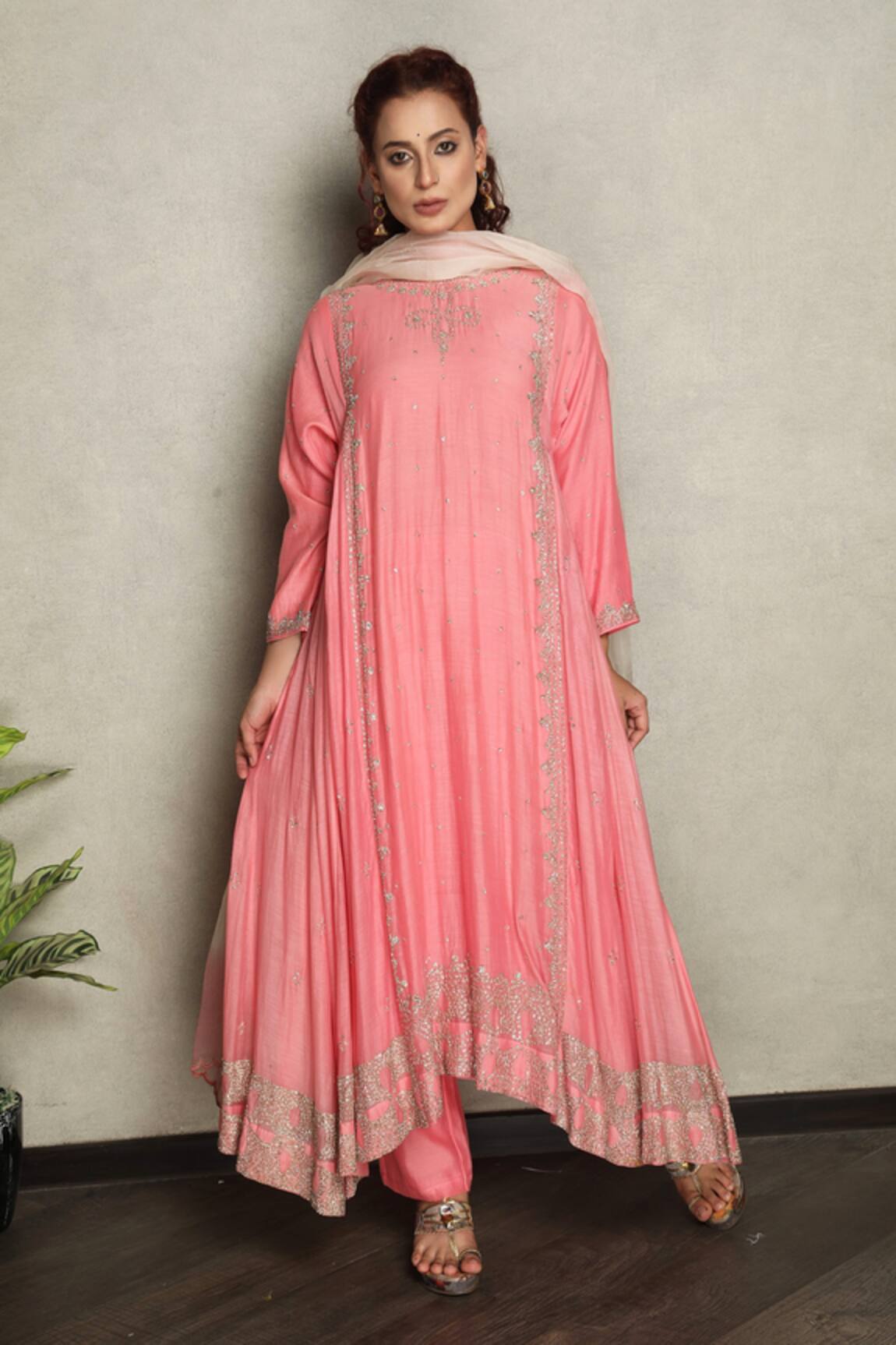 Falguni.Foram Chanderi Silk Anarkali Pant Set 