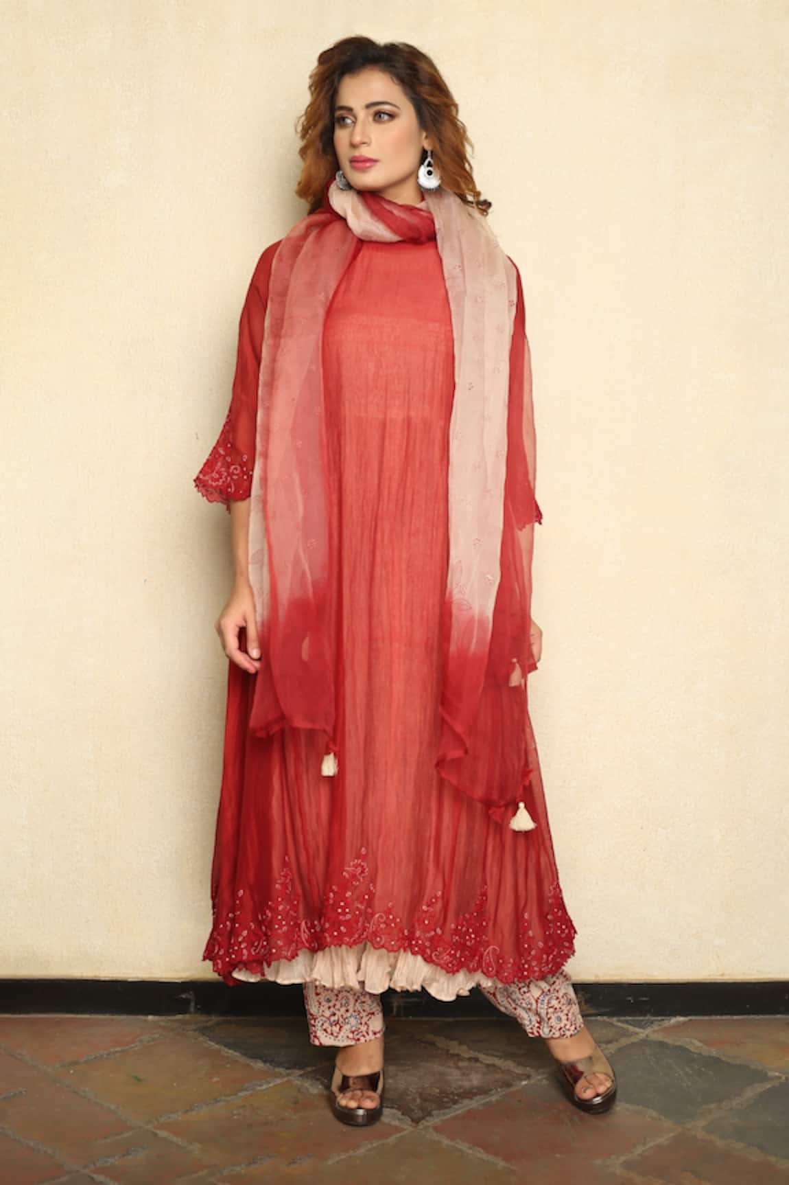 Falguni.Foram Chanderi Silk Kurta Pant Set 