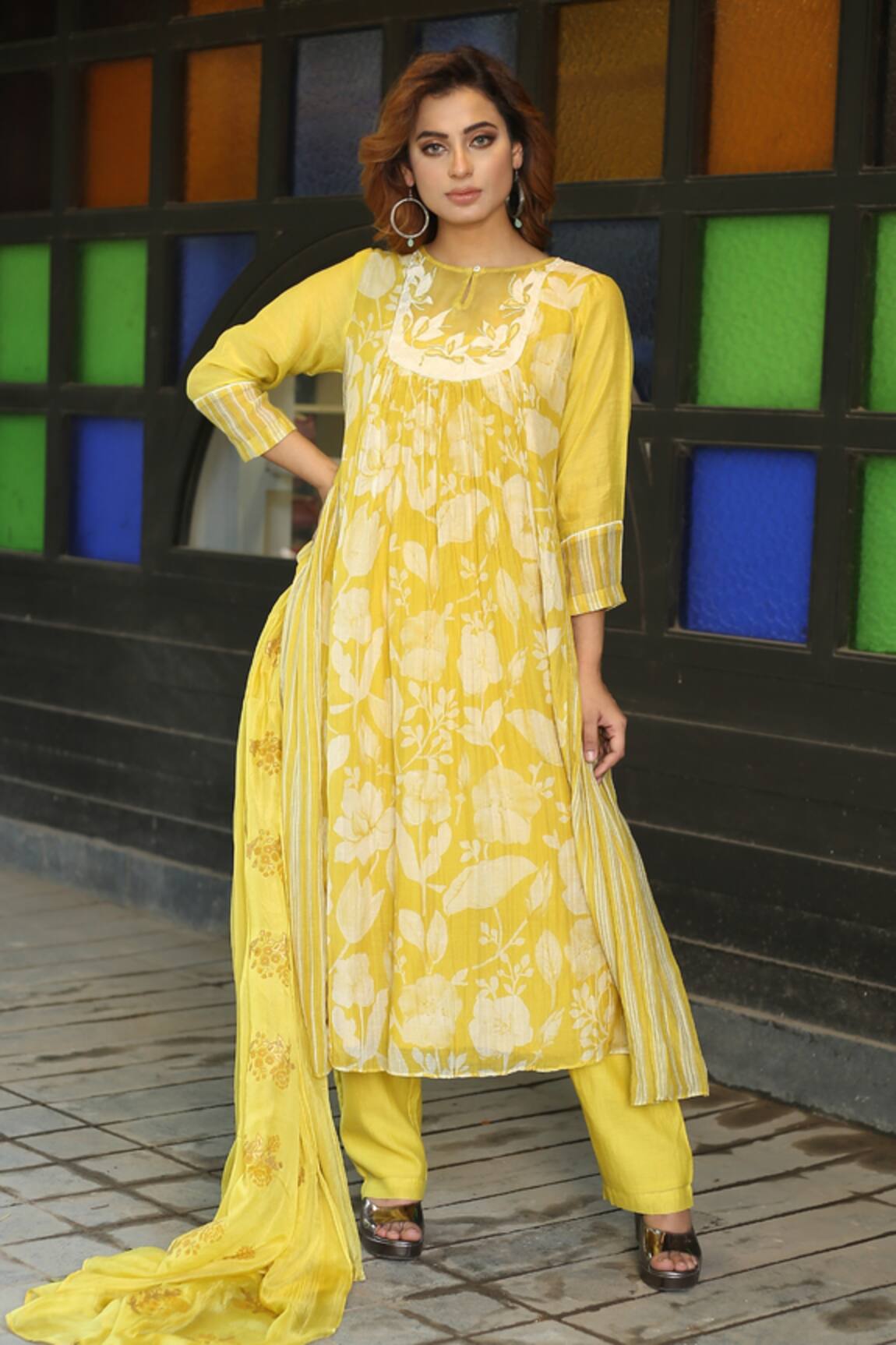 Falguni.Foram Chanderi Silk Kurta Pant Set 