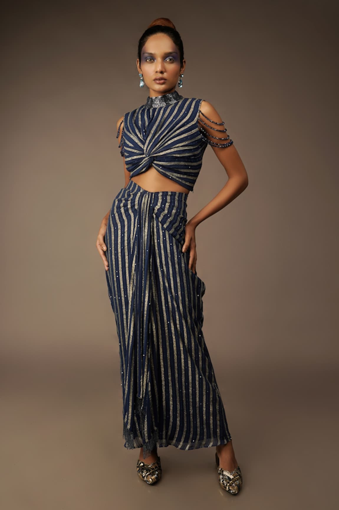 Urban Pataka Knotted Top & Draped Skirt Set