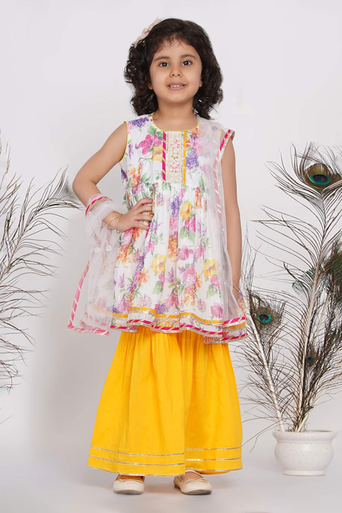 Little Bansi Sequin Embroidered Kurta Sharara Set 