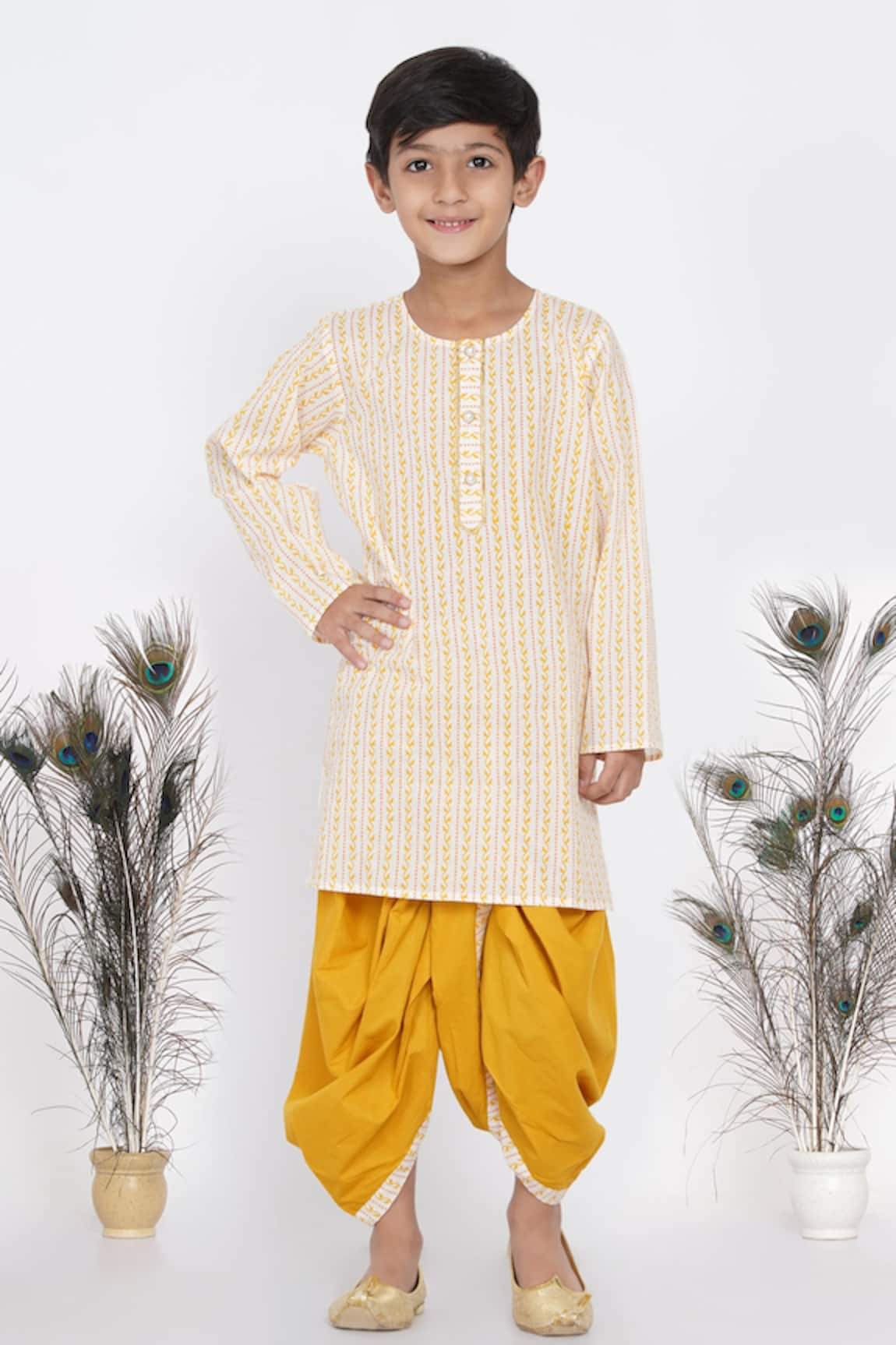 Little Bansi Printed Kurta & Dhoti Pant Set 