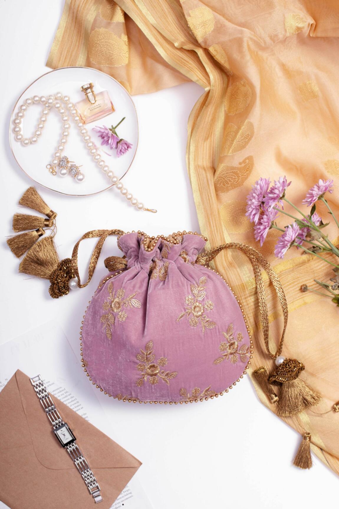 Amyra Velvet Embroidered Potli Bag