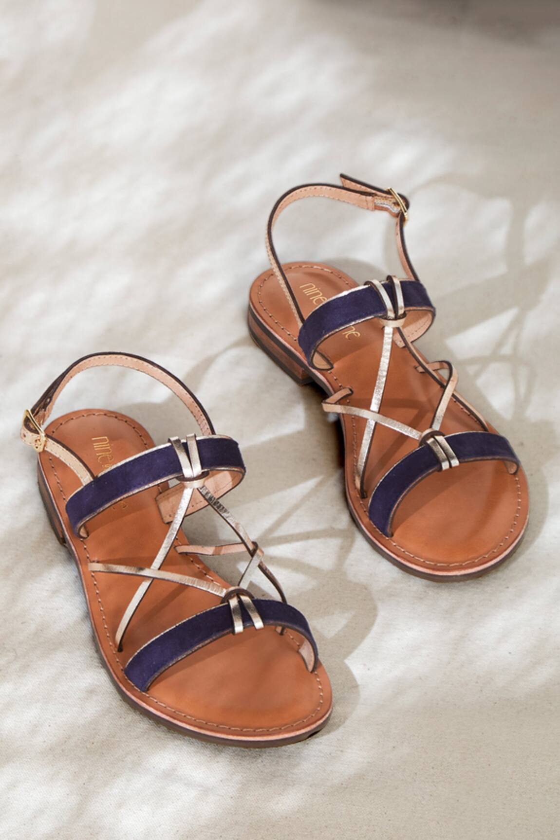 Nine By Janine Arawan Cross Strap Suede Sandals