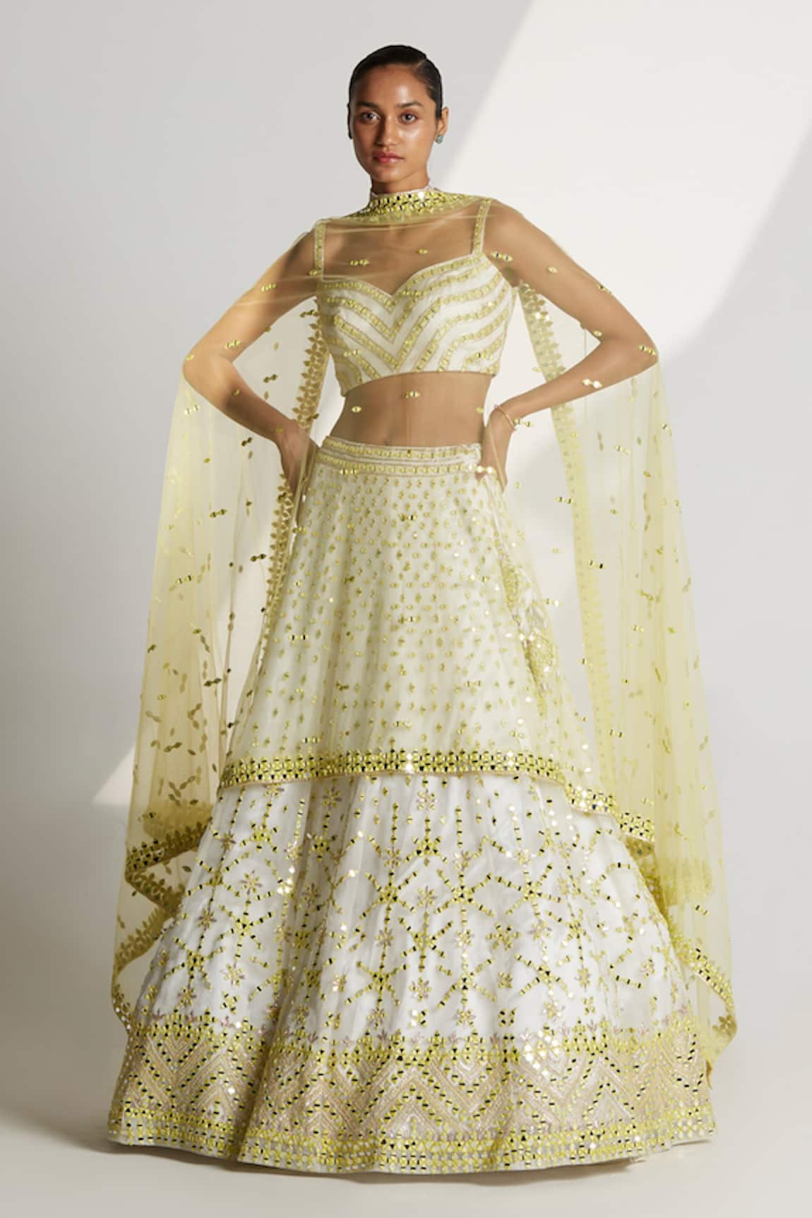 Angad Singh Organza Embroidered Bridal Lehenga Set 