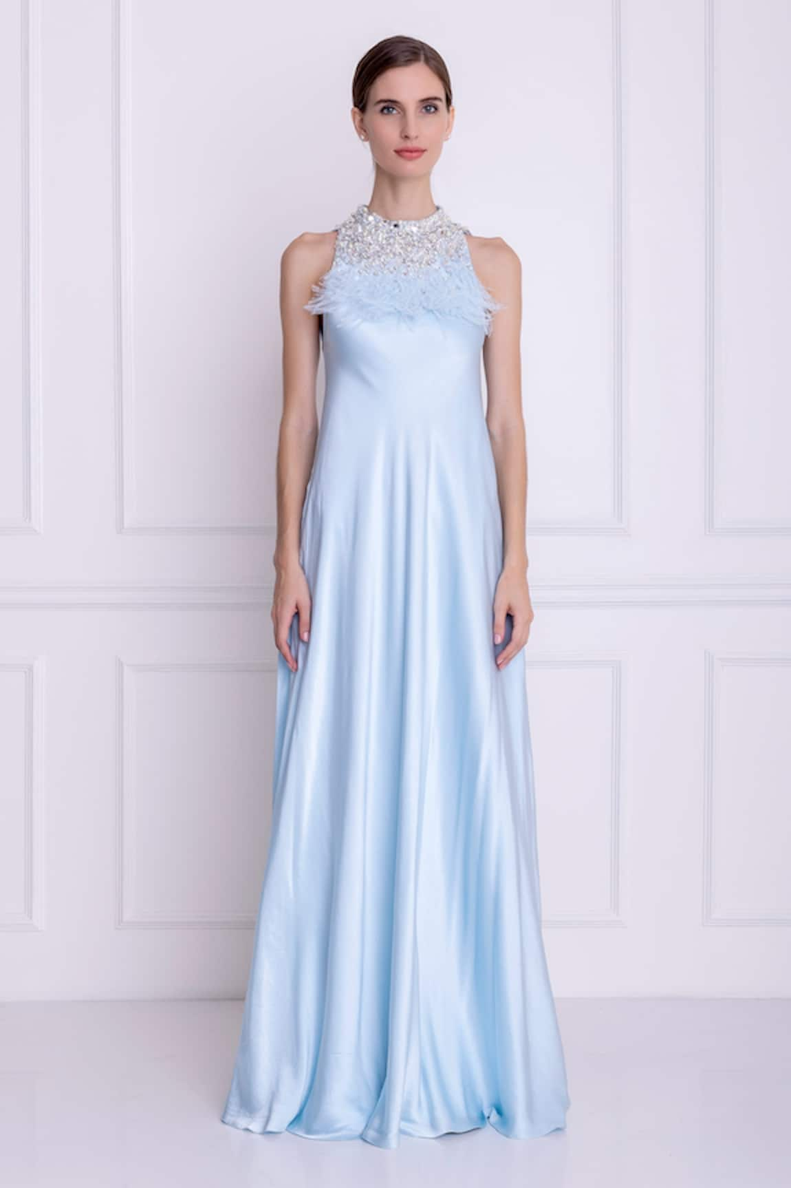 DILNAZ Embellished Neck Gown