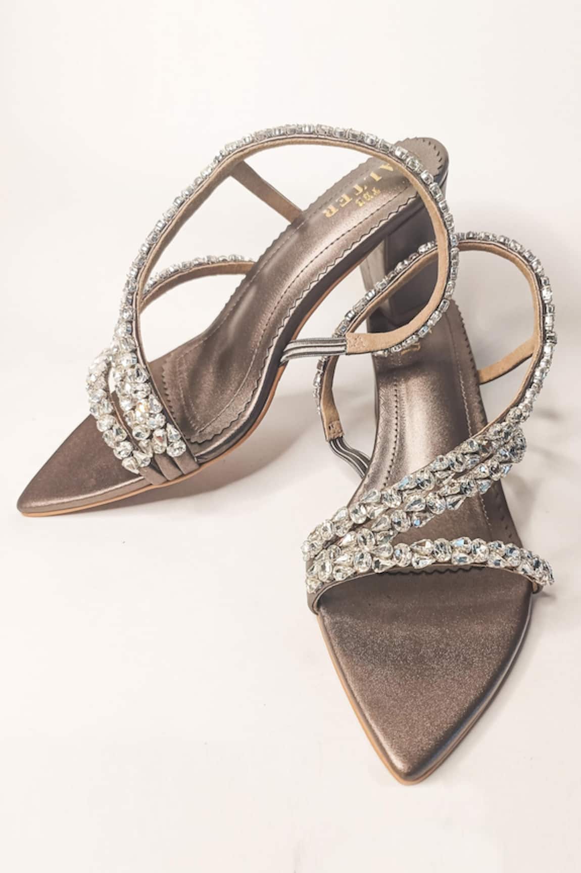 Quiz Wide Fit Silver Diamante Clear Block Heeled Sandals | littlewoods.com
