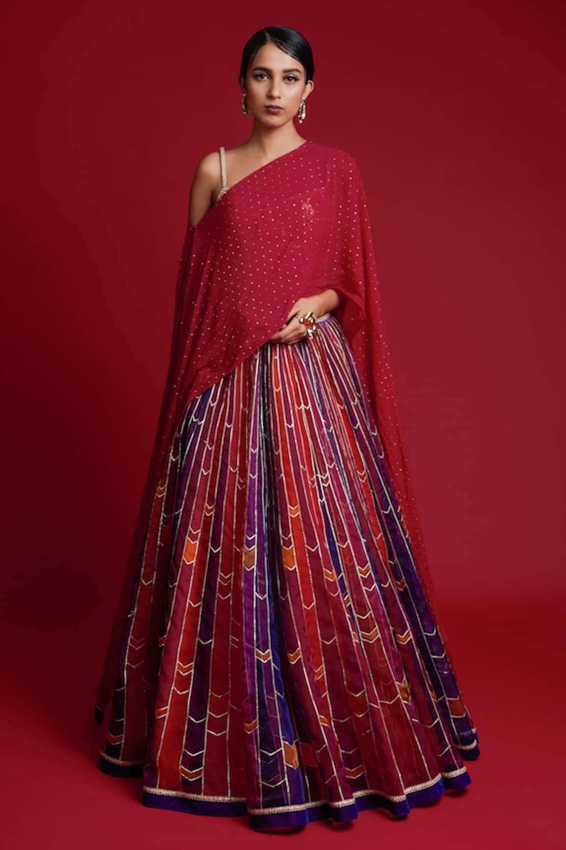 Cedar & Pine Printed Lehenga Set With Cape