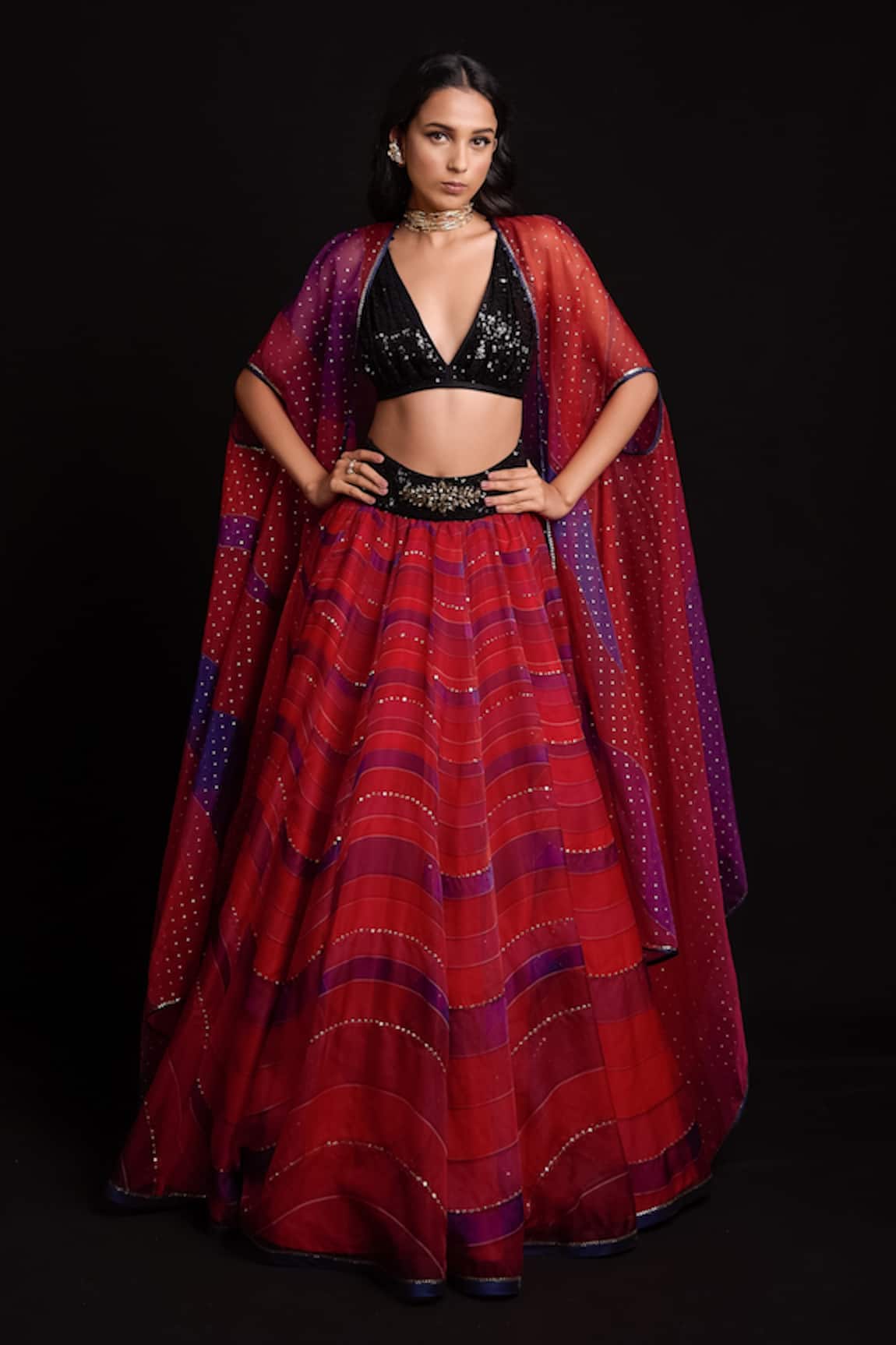 Cedar & Pine Printed Lehenga Set & Cape 