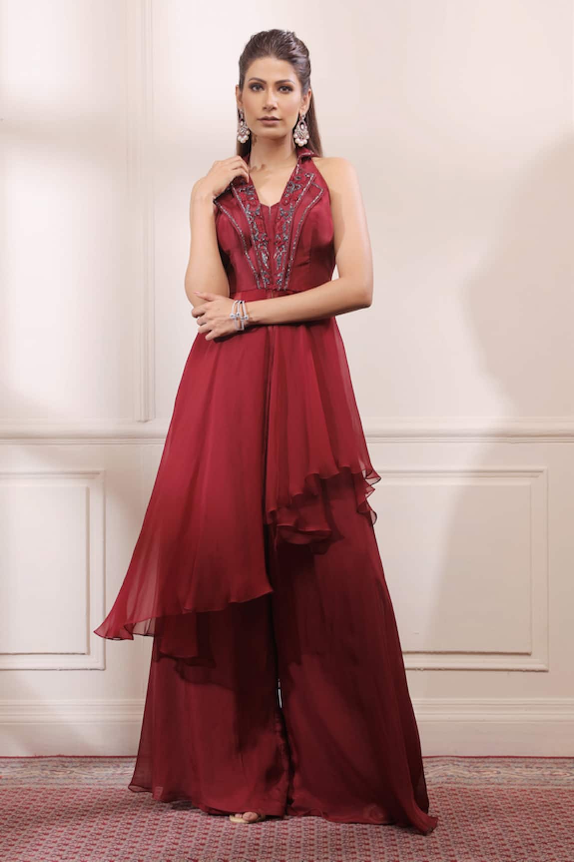 Isha Gupta Tayal Asymmetric Silk Kurta & Sharara Set 