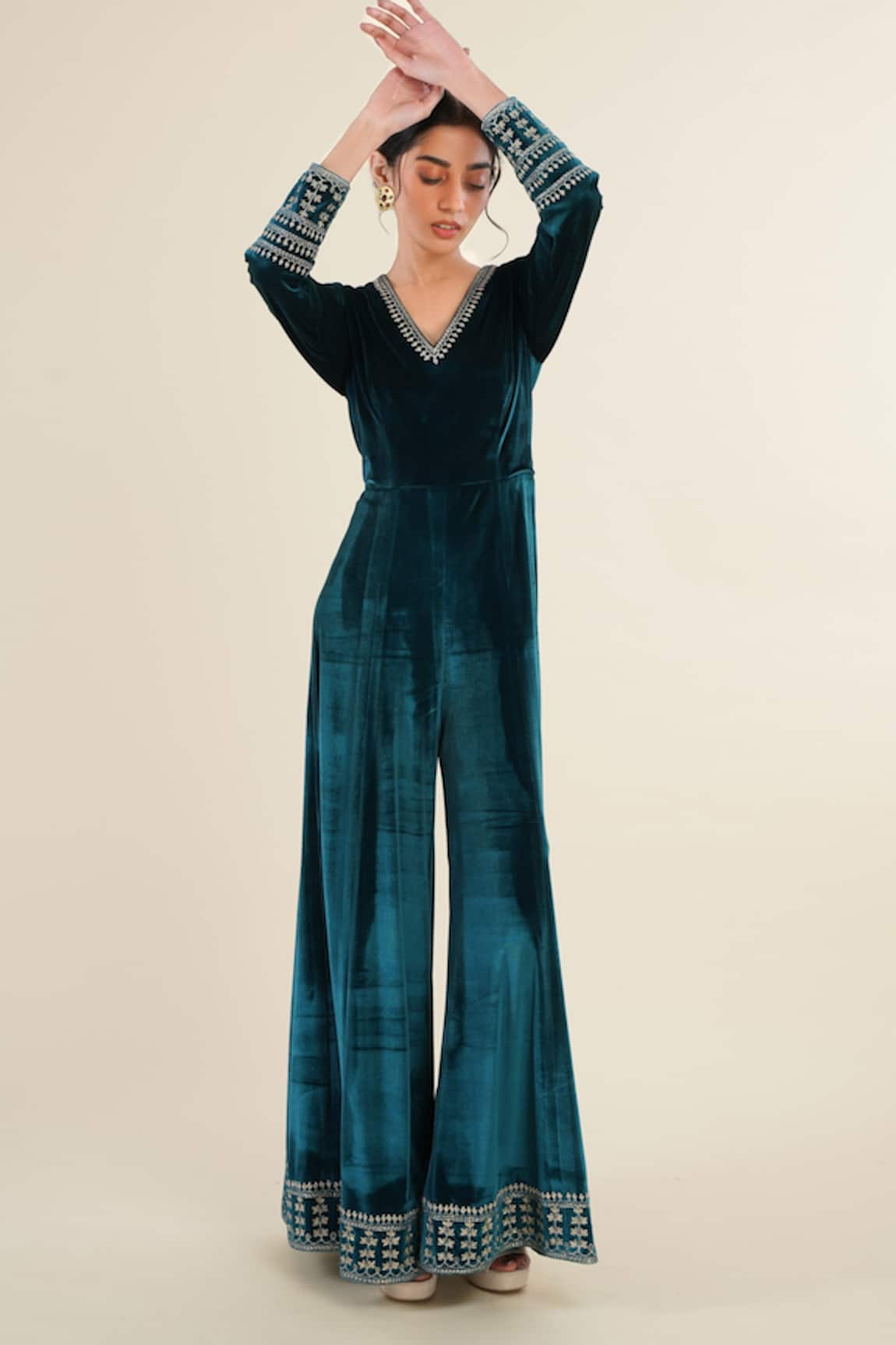 Rashi Jain Velvet Embroidered Jumpsuit