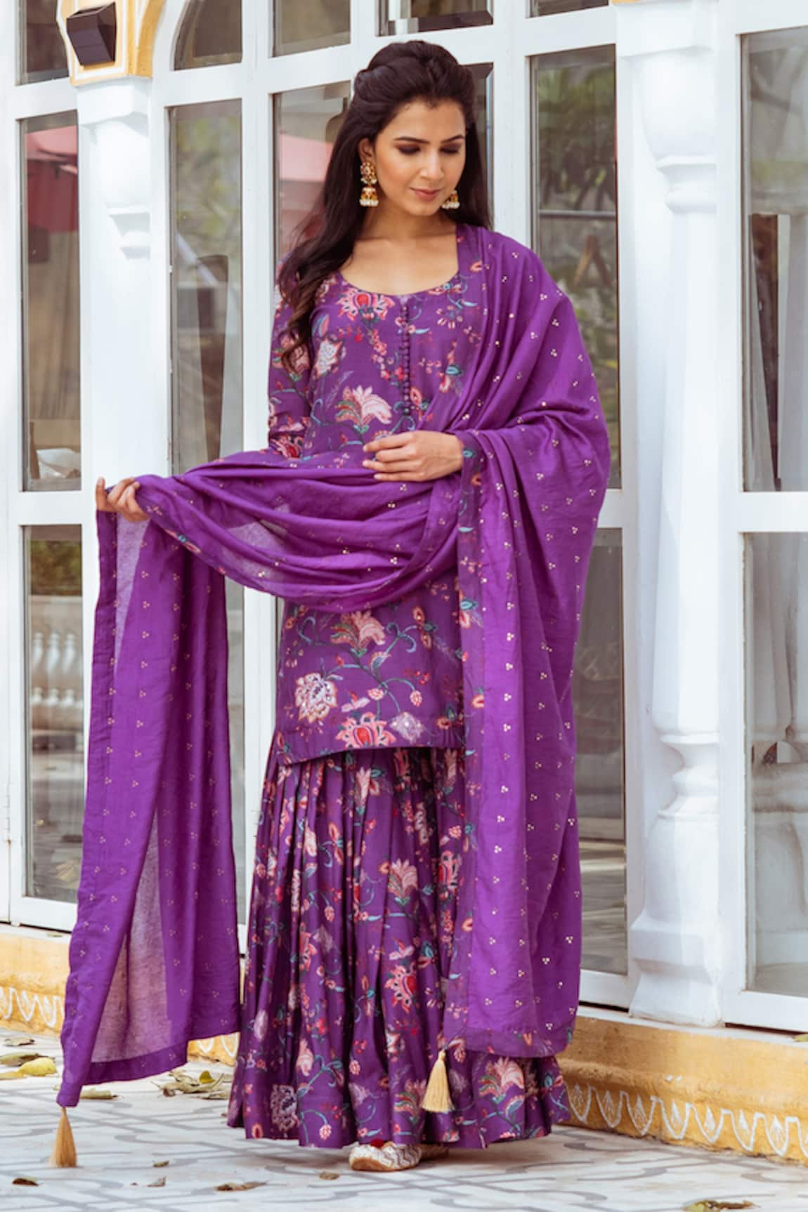 Rivaaj Clothing Floral Print Kurta Gharara Set