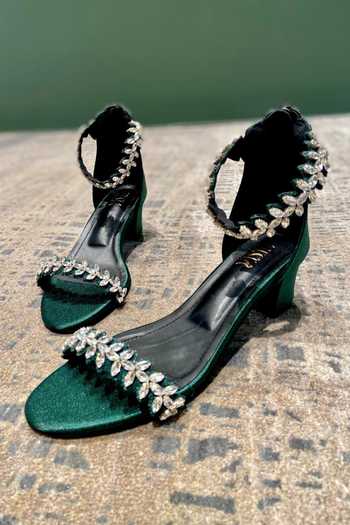 Tiesta Stone Embellished Block Heels 