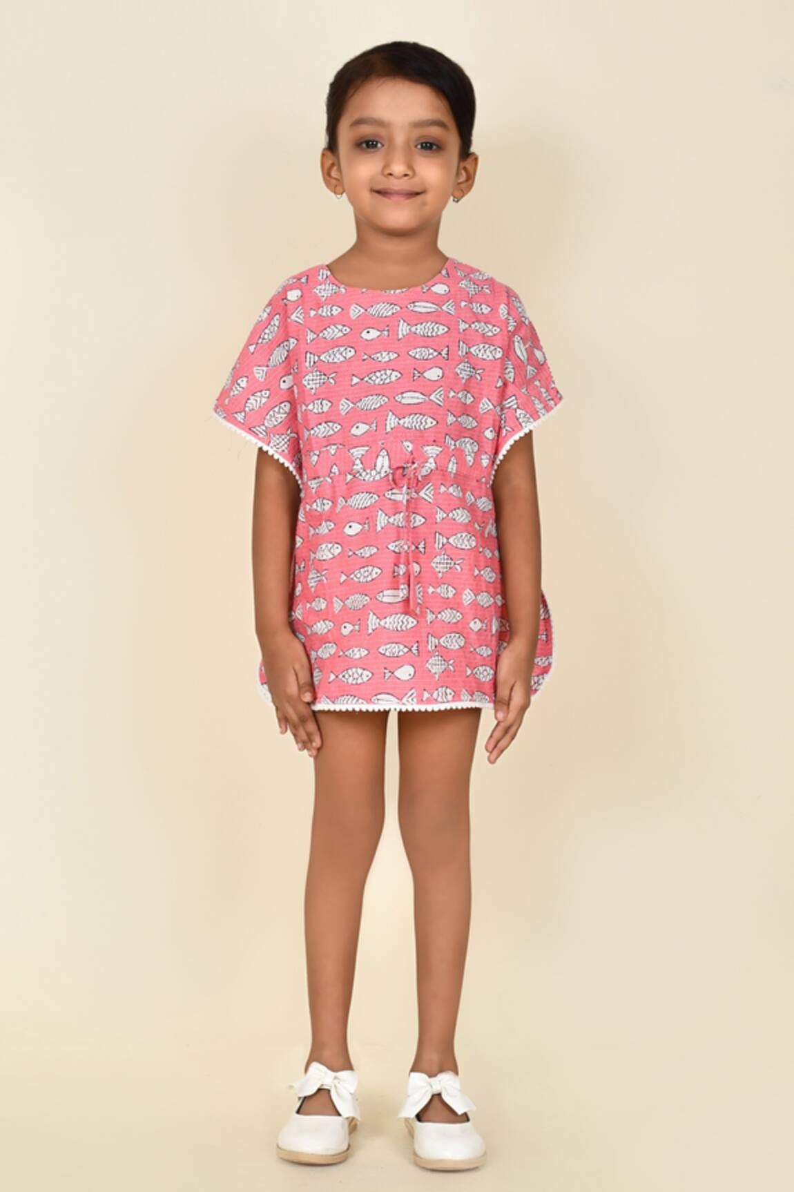 Pankhuri By Priyanka Fish Print Kaftan Dress 