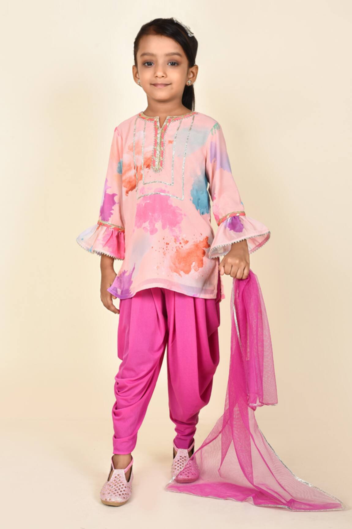 Pankhuri By Priyanka Digital Print Kurta Dhoti Pant Set 