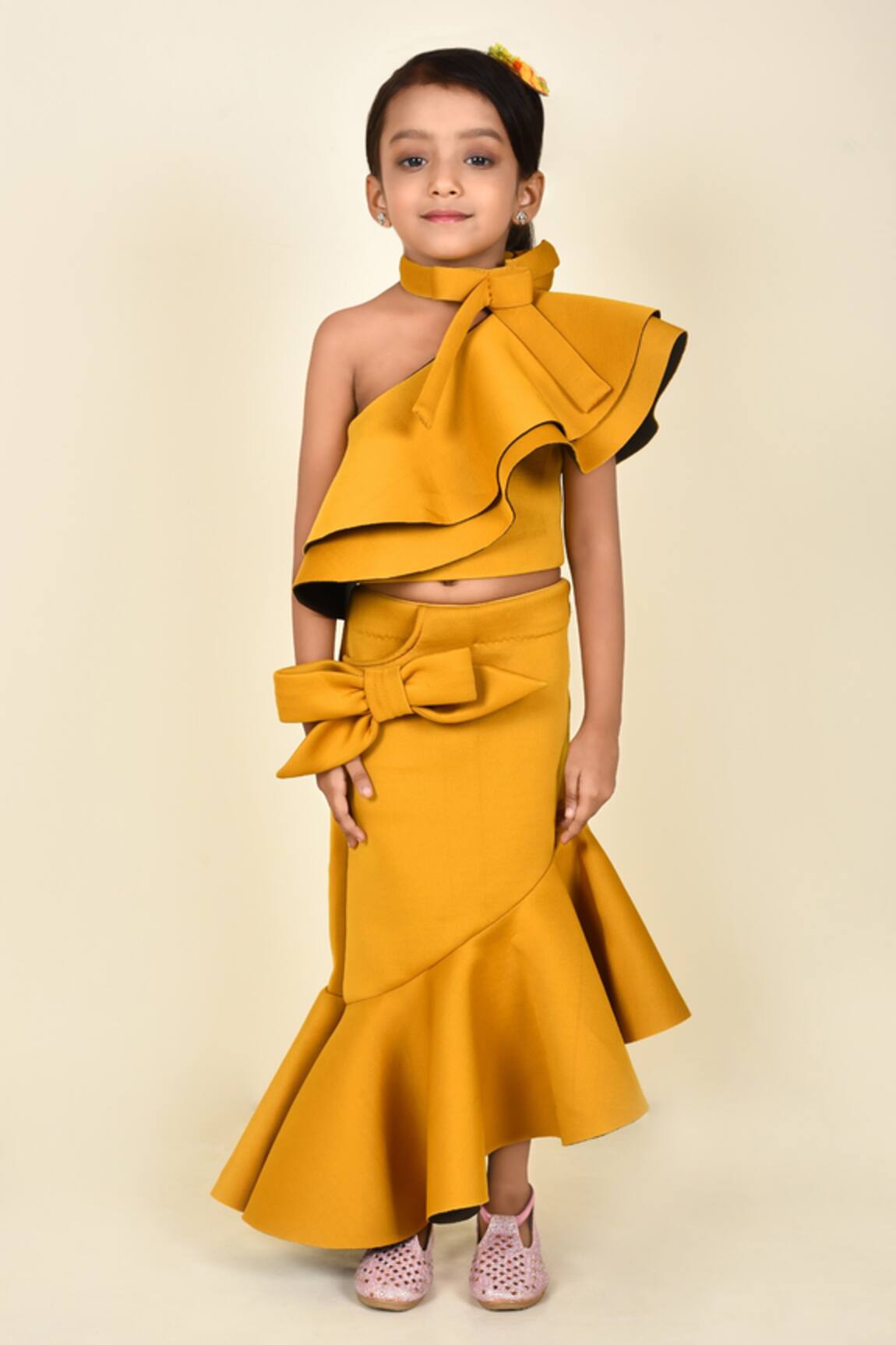 Pankhuri By Priyanka One Shoulder Top & Skirt Set 