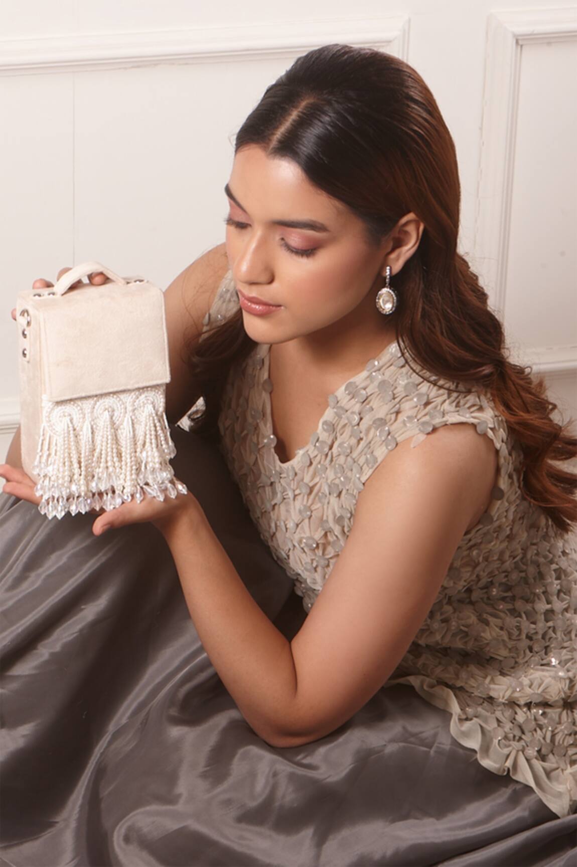 Forever Noor Seher Embellished Box Bag 