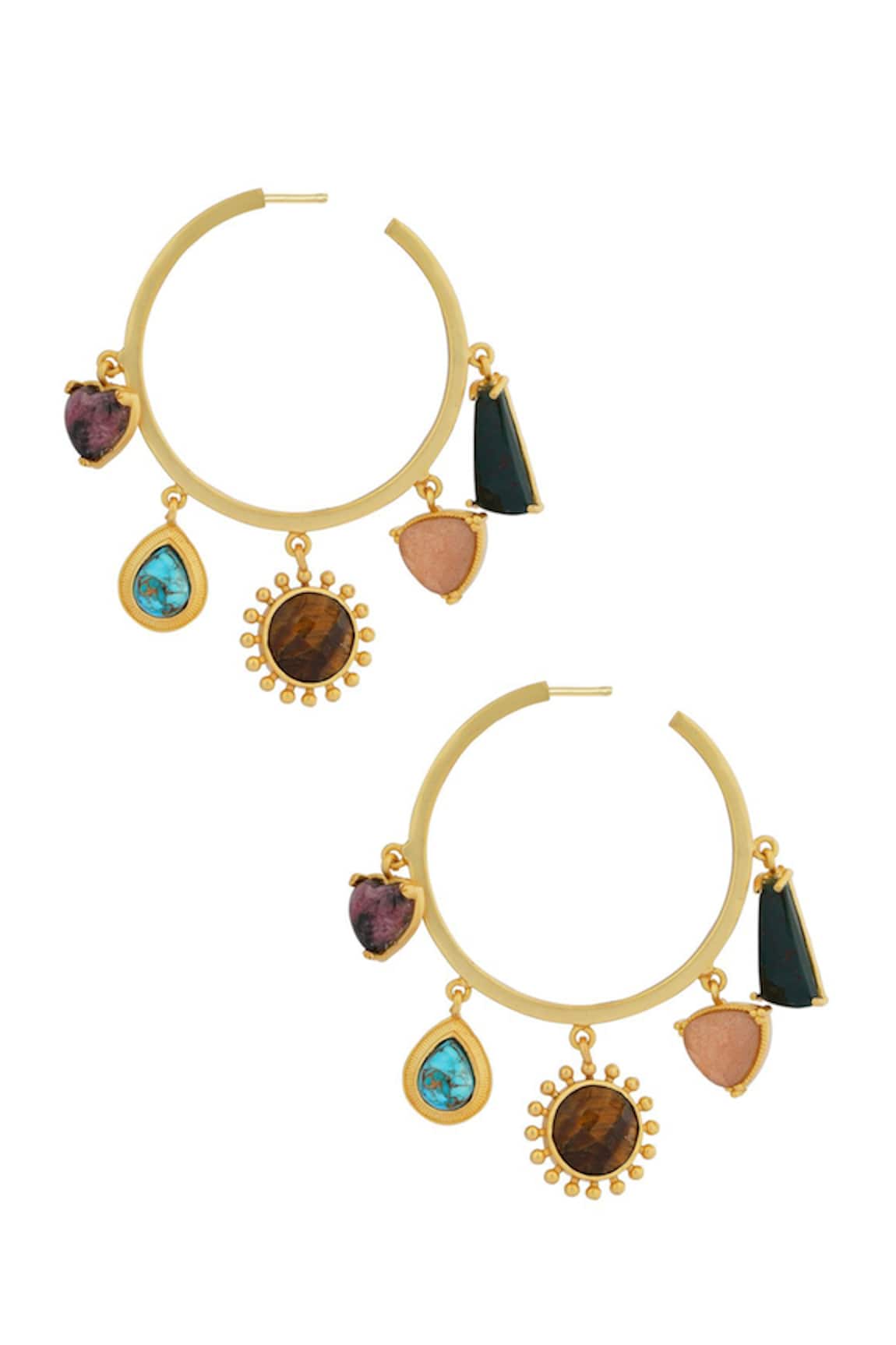 Zariin Multi Stone Healing  Hoop Earrings 