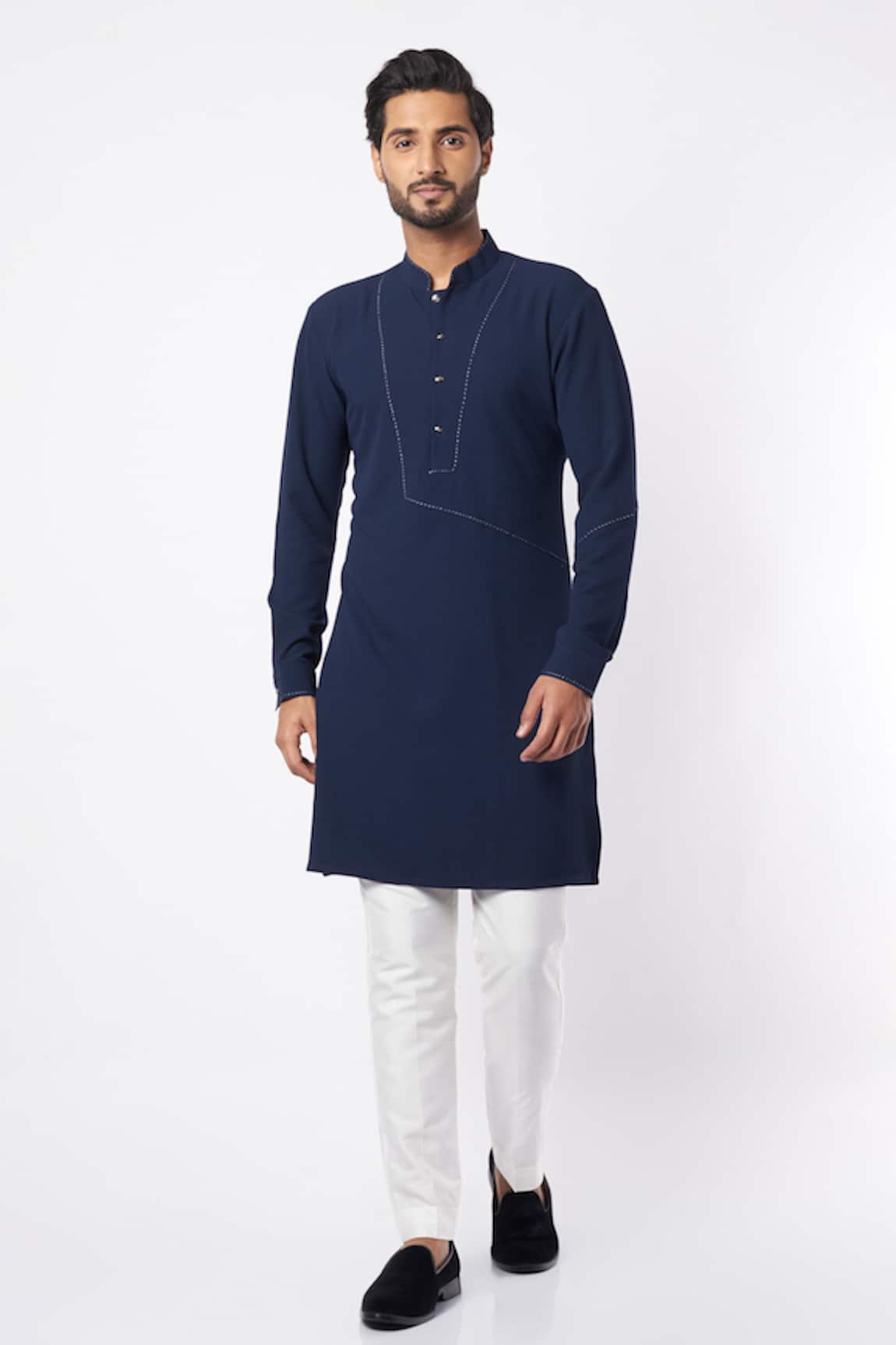 Bhavin Vora Rayon Self Textured Short Kurta