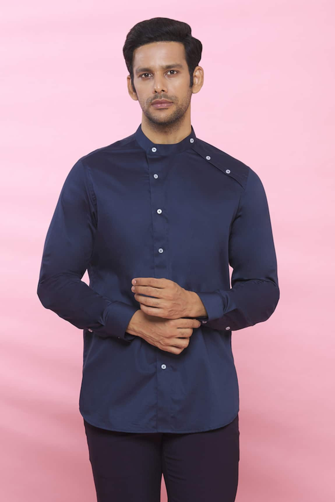 Aces by Arjun Agarwal Cotton Mandarin Collar Shirt